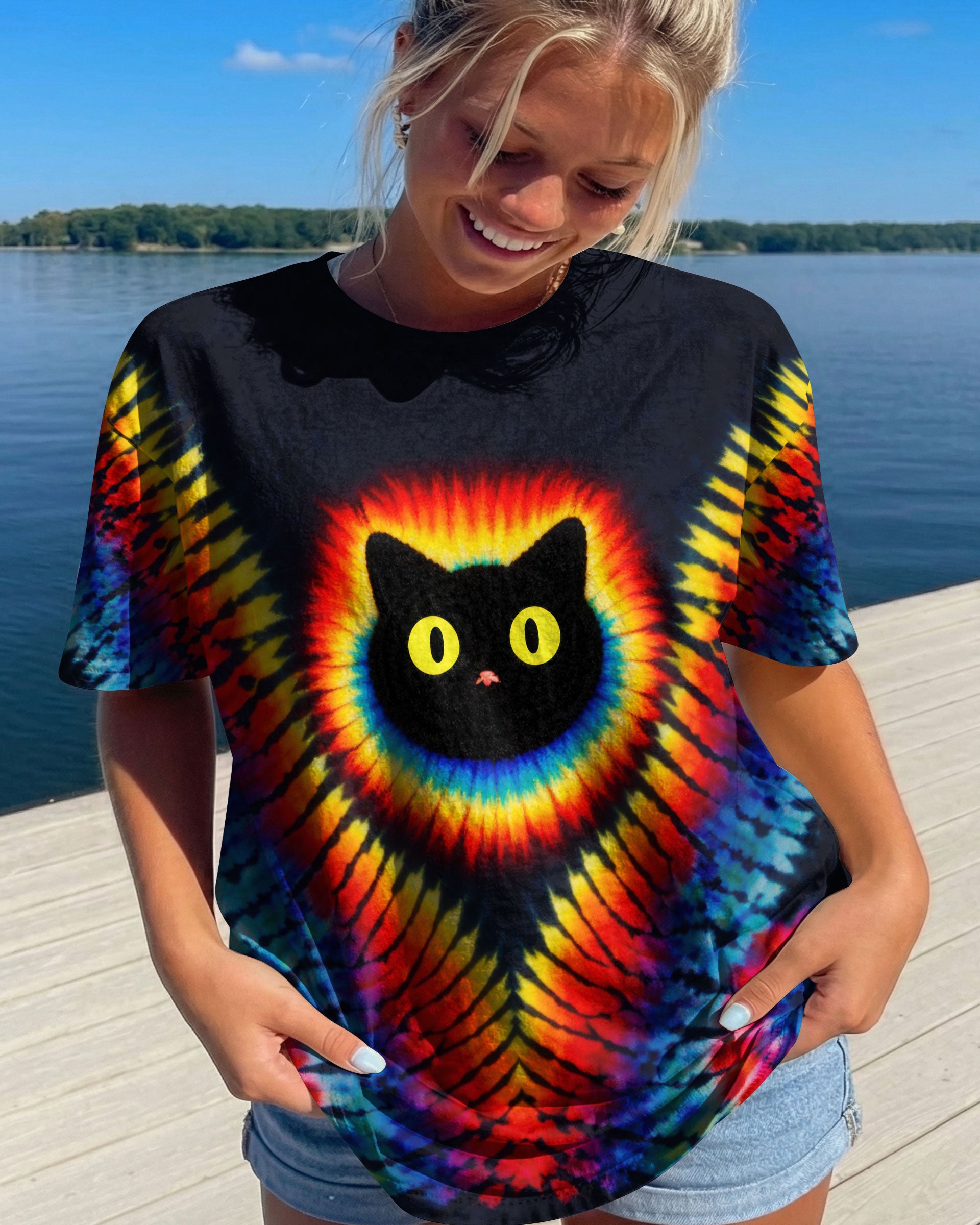 BLACK CAT SWIRL ALL OVER PRINT - TLTW3001262