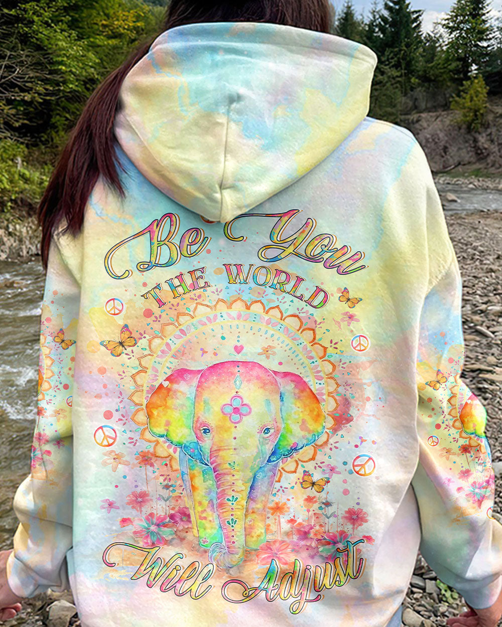 BE YOU THE WORLD WILL ADJUST ELEPHANT ALL OVER PRINT - YHLT1912233