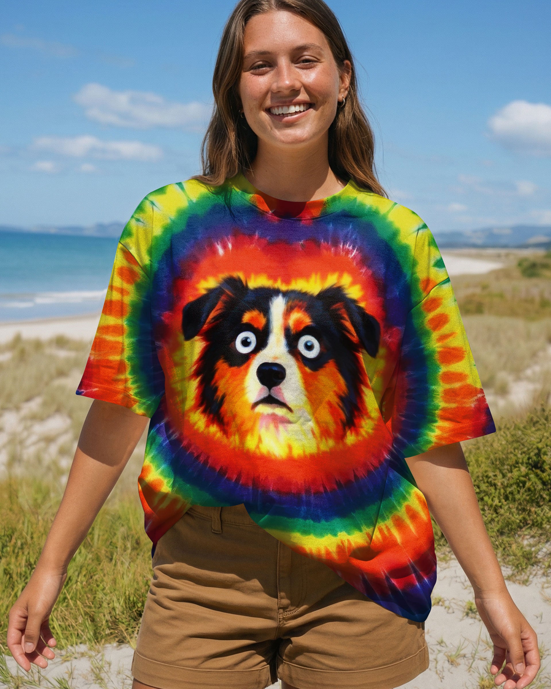 AUSTRALIAN SHEPHERD DOG COLORFUL SWIRL ALL OVER PRINT - TLTW1201261