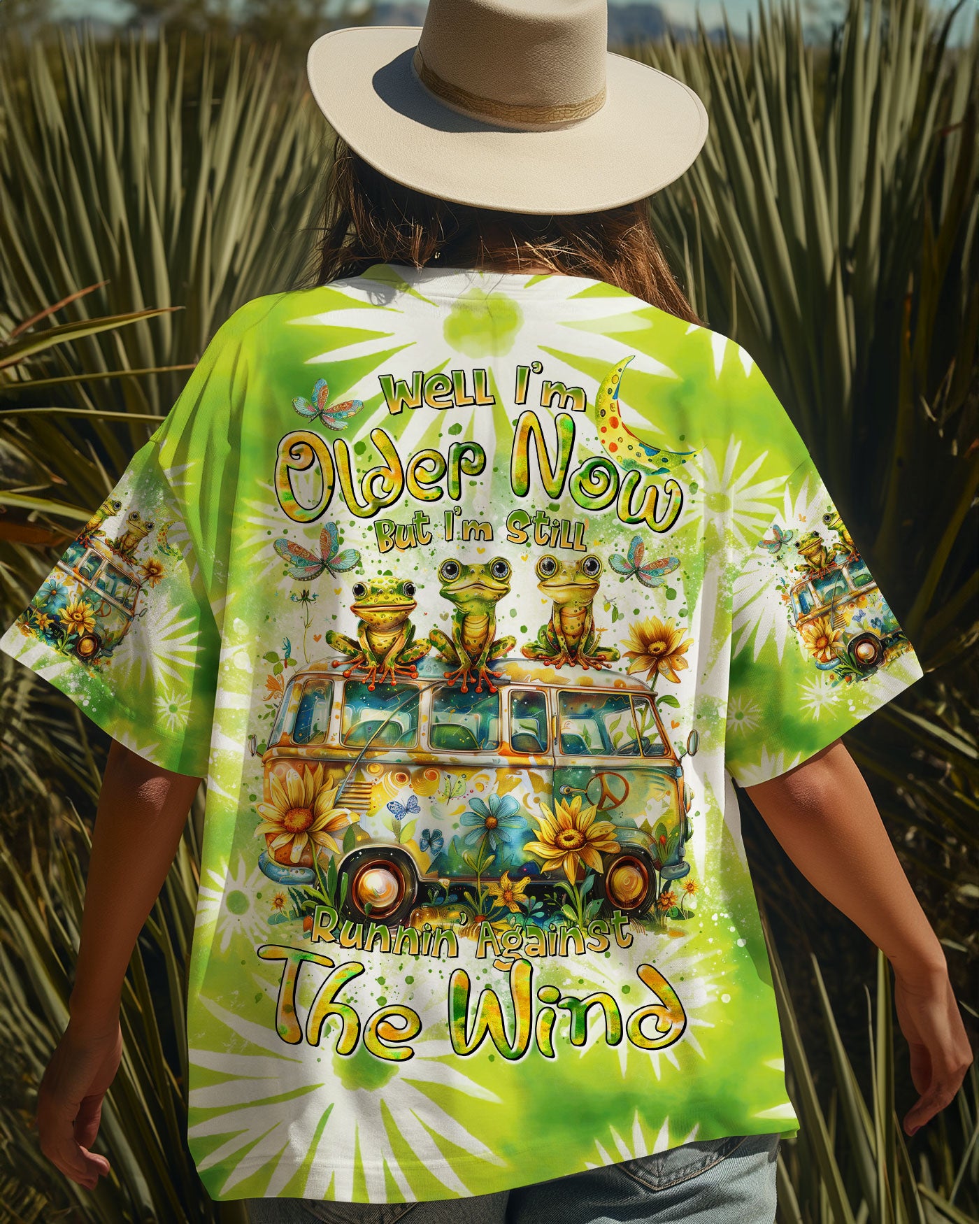 RUNNING AGAINST THE WIND HIPPIE BUS FROG ALL OVER PRINT - TLTR1308243