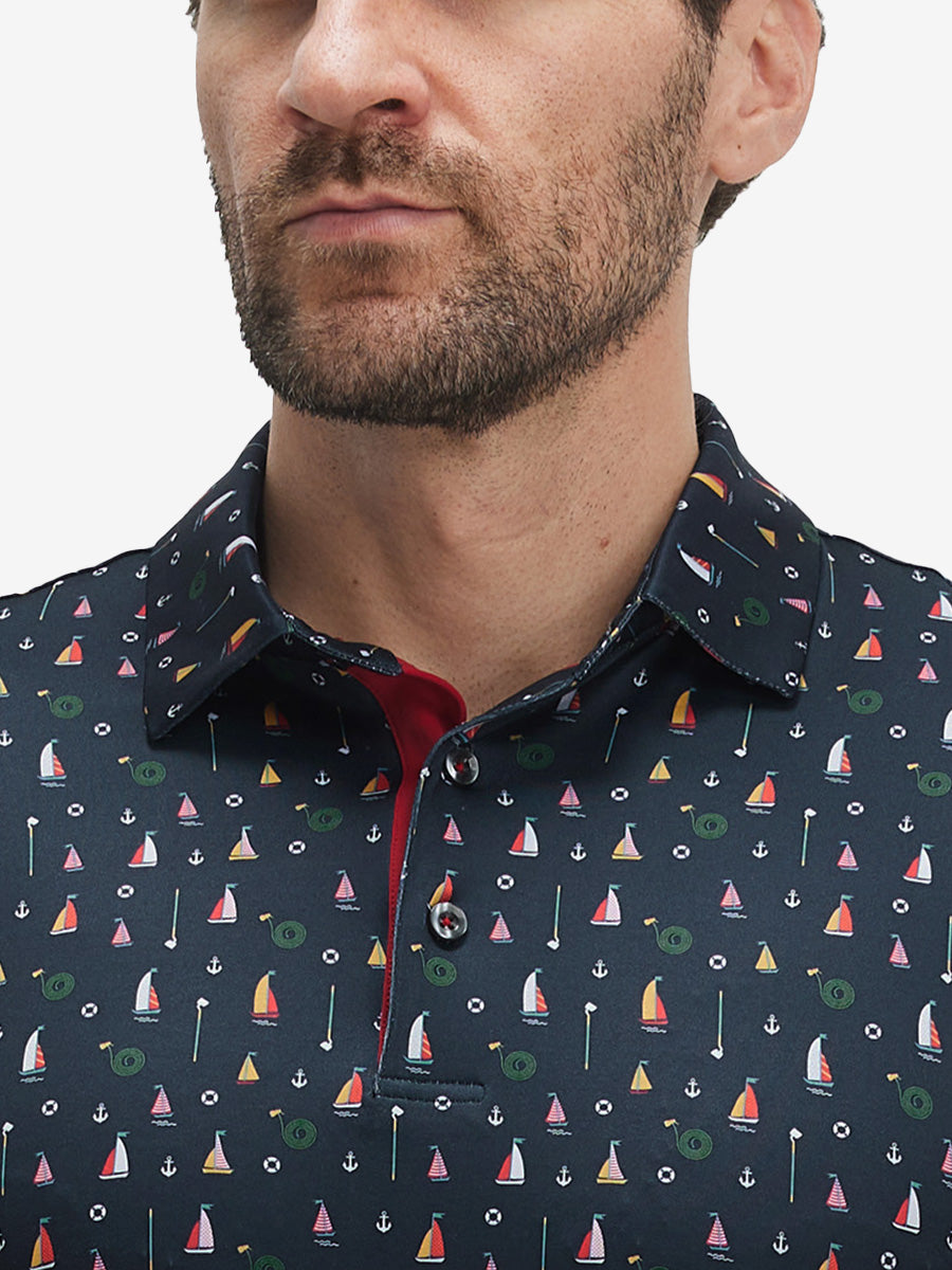 Swing in Style: 4-Way Stretch Performance Printed Golf Polo