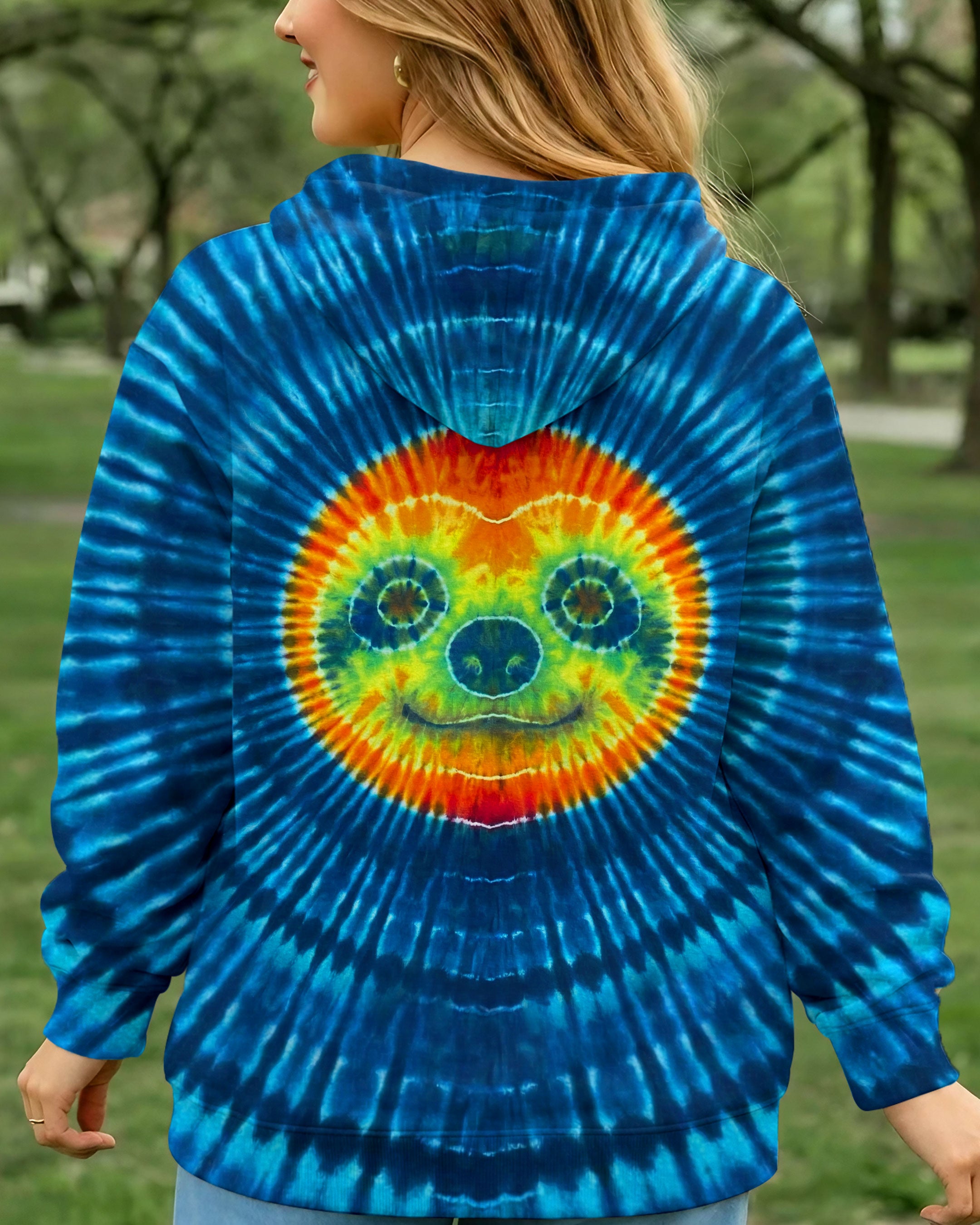 CUTE SLOTH FACE BLUE SWIRL ALL OVER PRINT - TLHN0904263