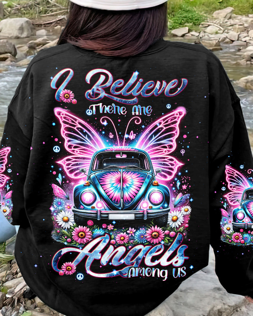 I BELIEVE THERE ARE ANGELS AMONG US WINGS CAR ALL OVER PRINT - TLNT0501241