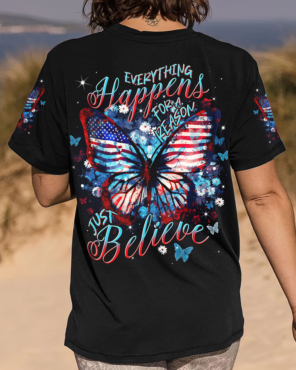 JUST BELIEVE FLAG BUTTERFLY ALL OVER PRINT - TLNT2007233