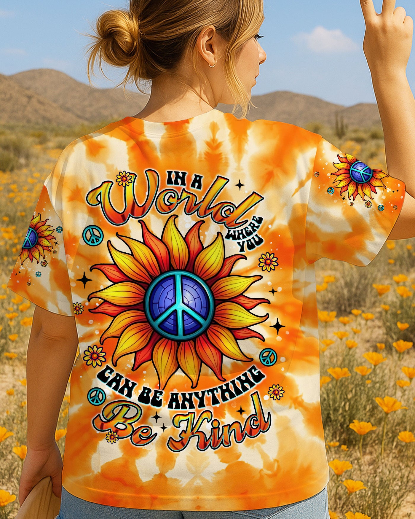 BE KIND SUNFLOWER TIE DYE ALL OVER PRINT - TLNT1006253