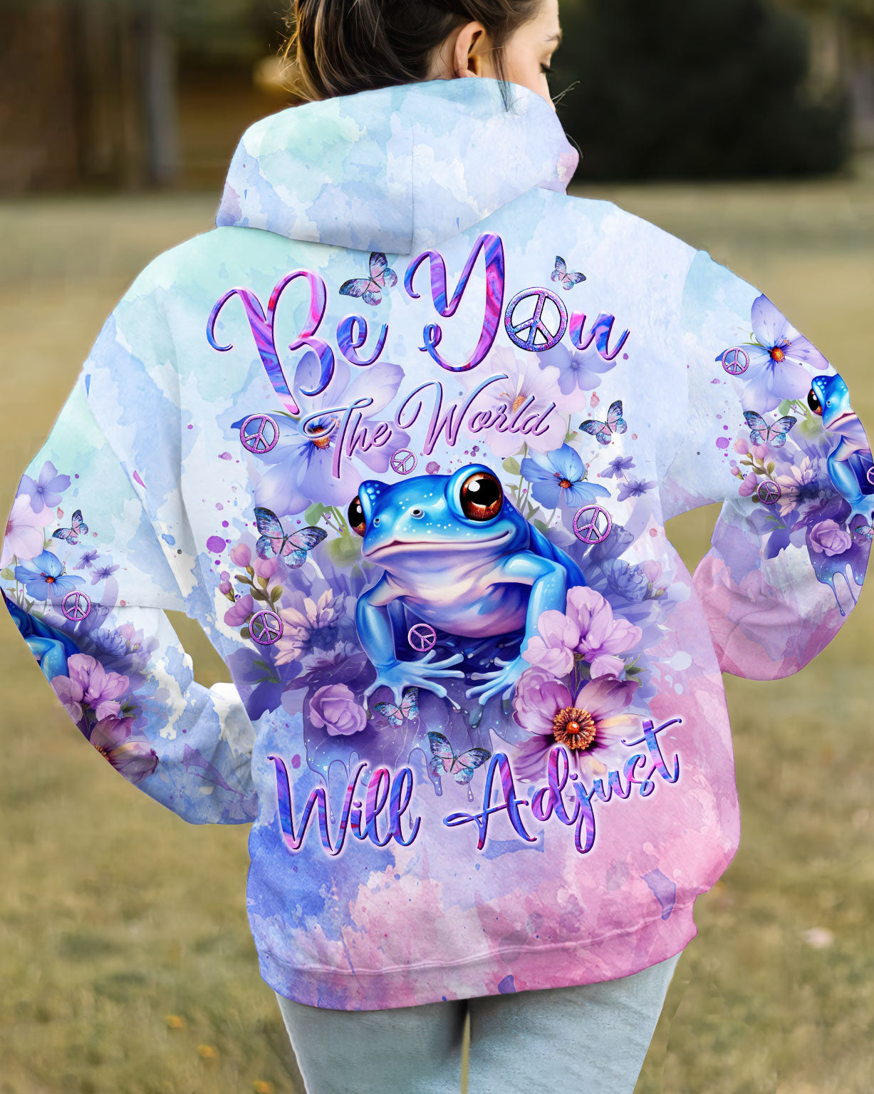 BE YOU THE WORLD WILL ADJUST FROG PURPLE ALL OVER PRINT - TLTR0712231