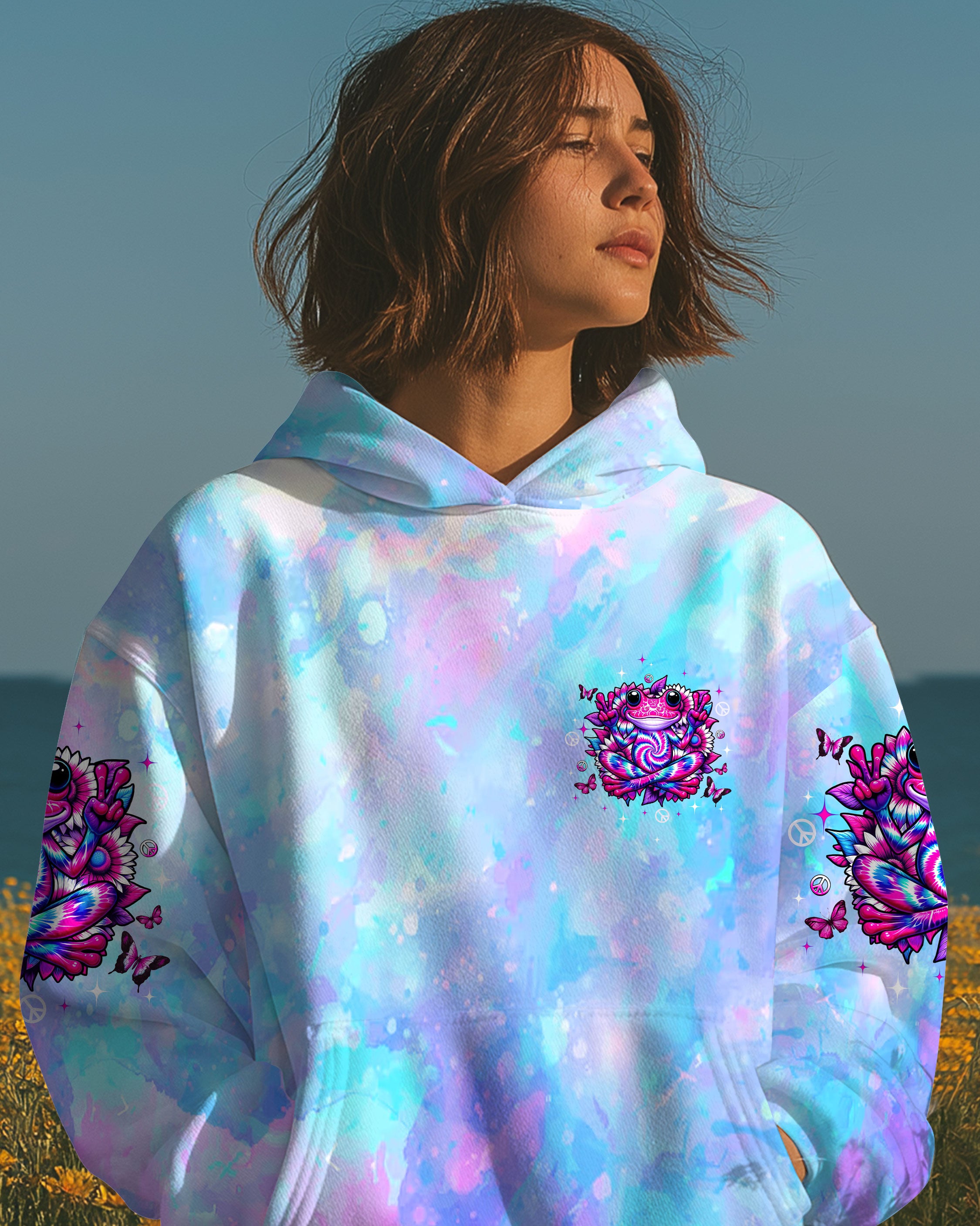 BE YOU THE WORLD WILL ADJUST FROG TIE DYE ALL OVER PRINT - TLTW3107252