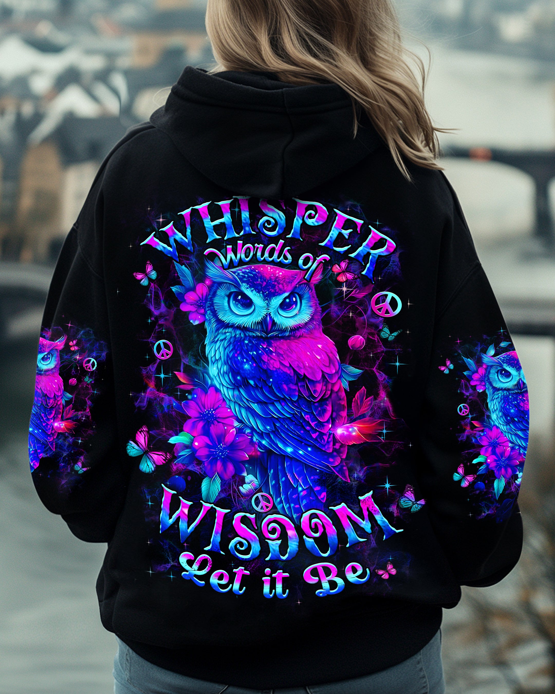 WHISPER WORDS OF WISDOM LET IT BE OWL ALL OVER PRINT - YHHN1609251