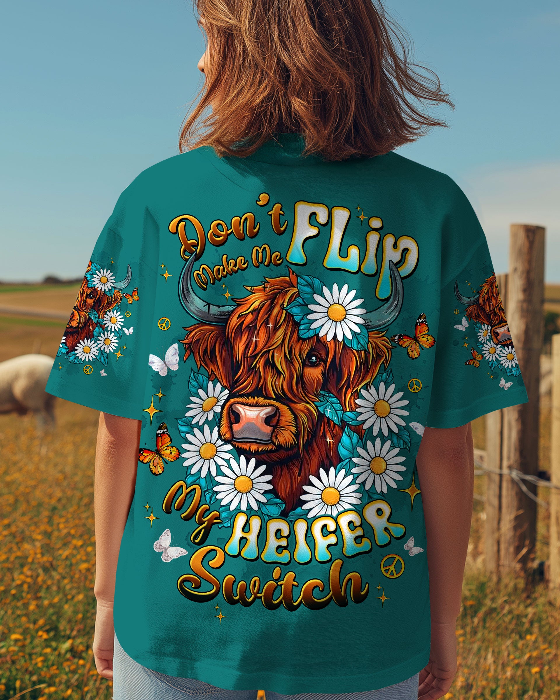 HEIFER SWITCH COW DAISIES ALL OVER PRINT - TLTW2910251