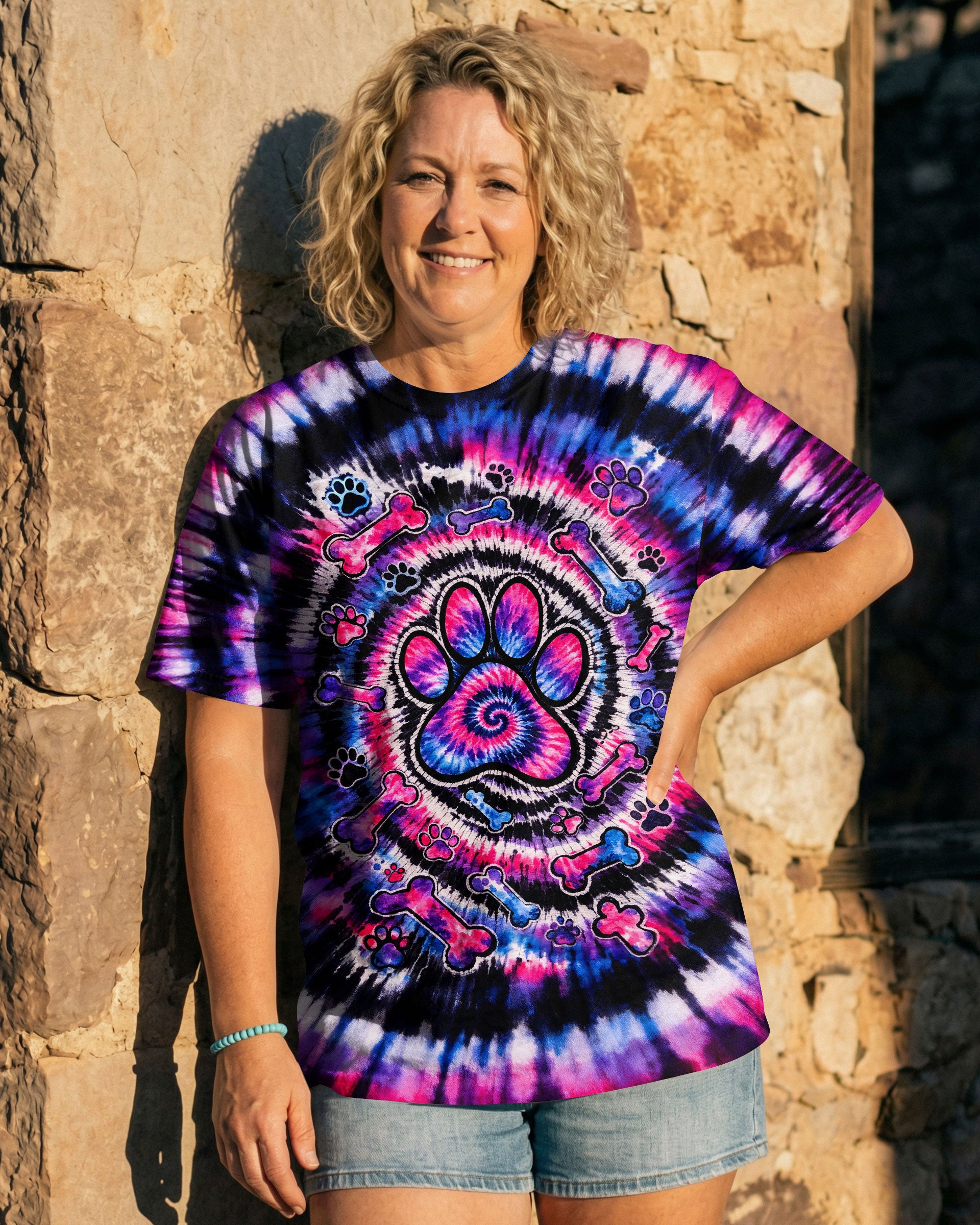 PAW PRINT BONES SWIRL ALL OVER PRINT - TLTW0903263
