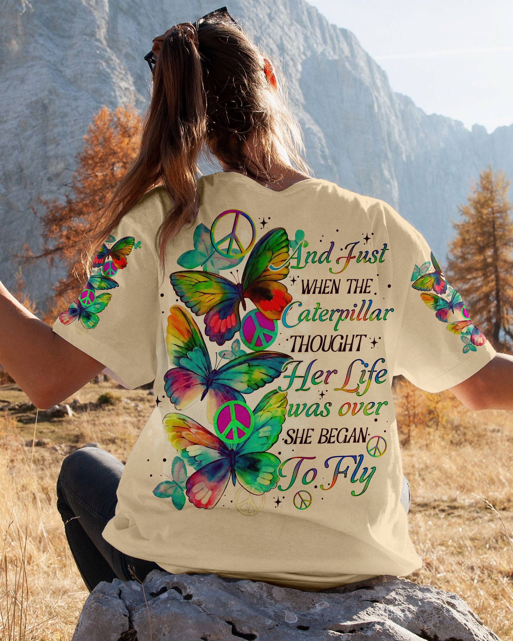 SHE BEGAN TO FLY BUTTERFLY ALL OVER PRINT - TLNO0407232