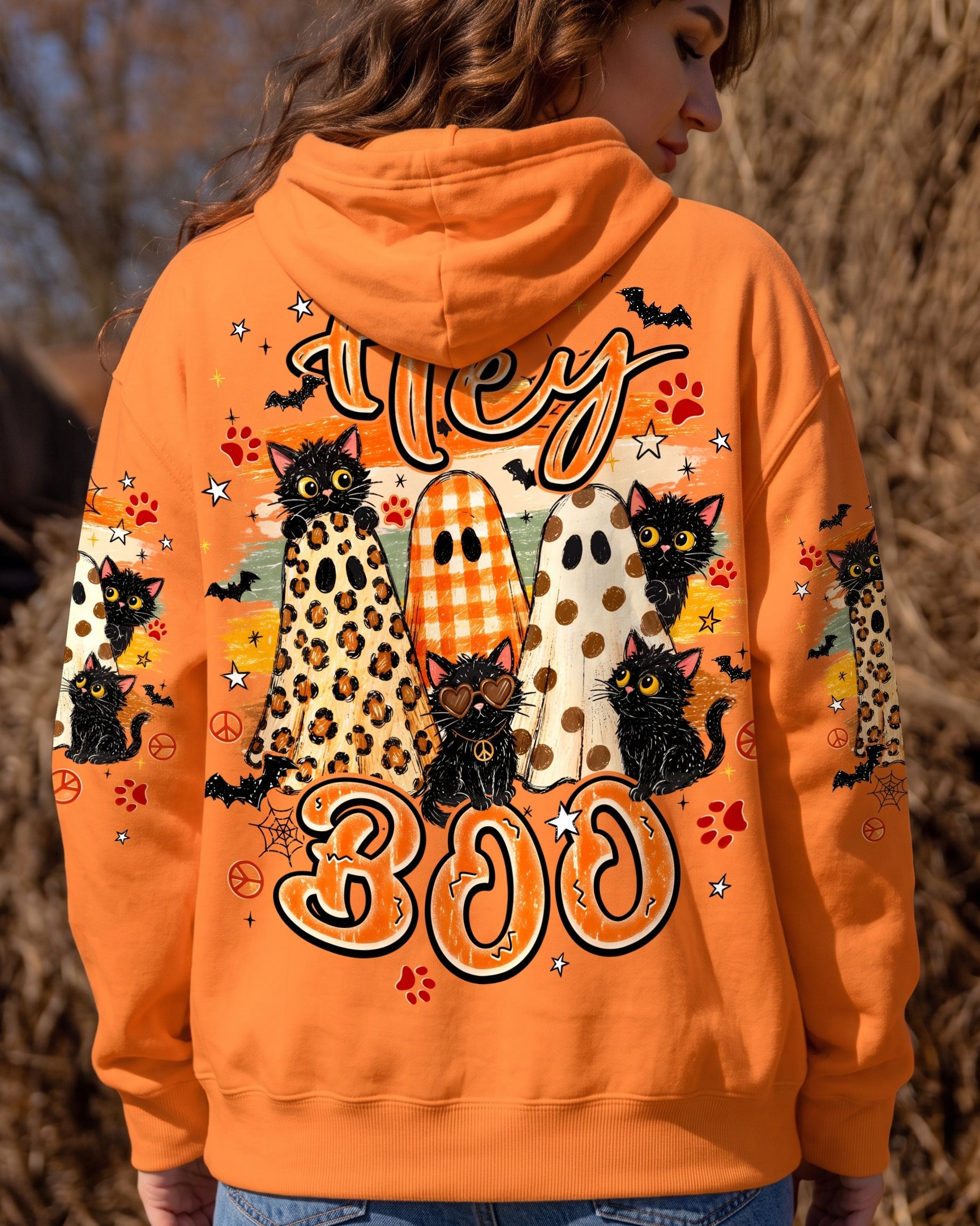 HEY BOO HALLOWEEN CAT ALL OVER PRINT - TYPQ2407261