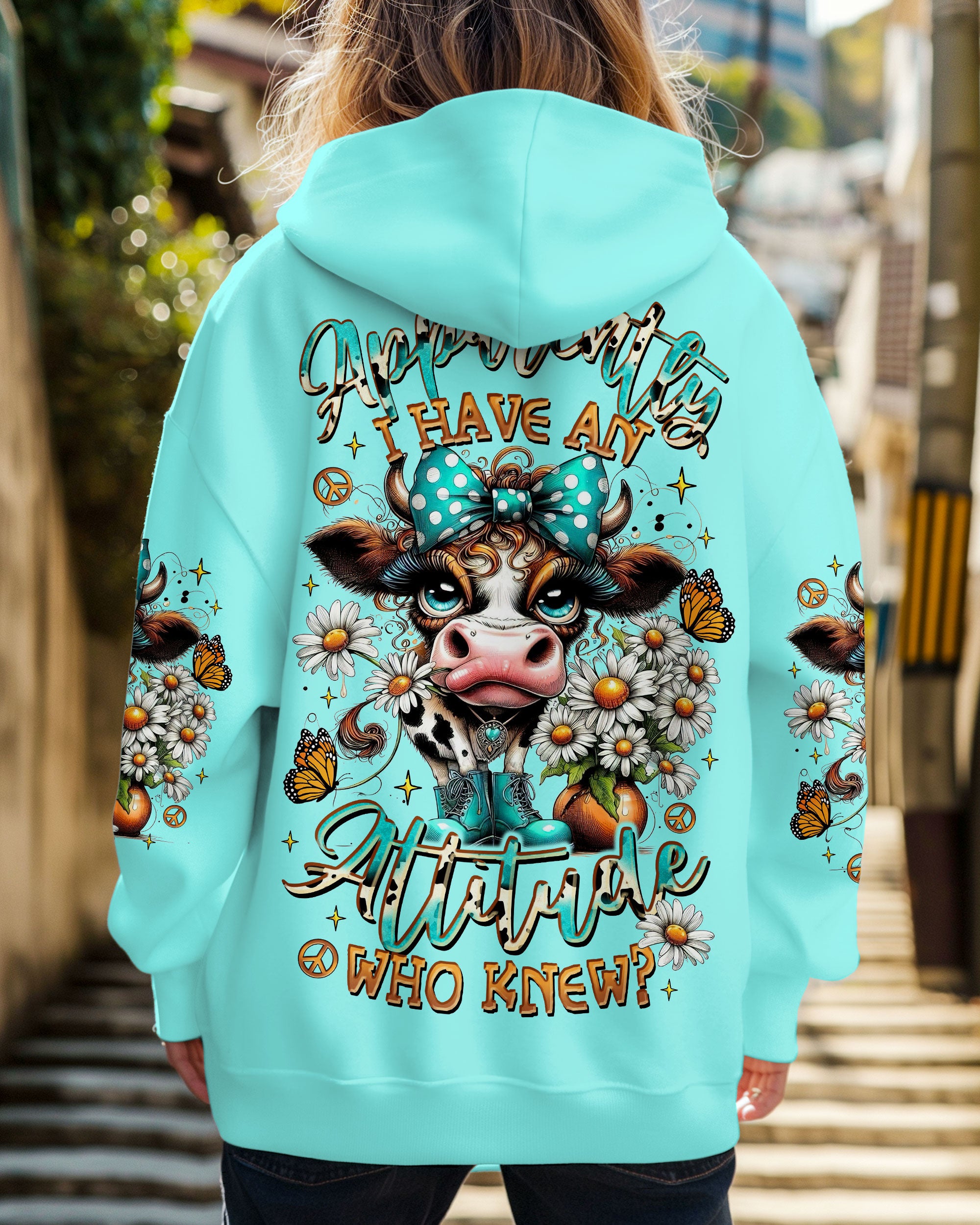 APPARENTLY I HAVE AN ATTITUDE WHO KNEW COW ALL OVER PRINT  - TLTR0907254