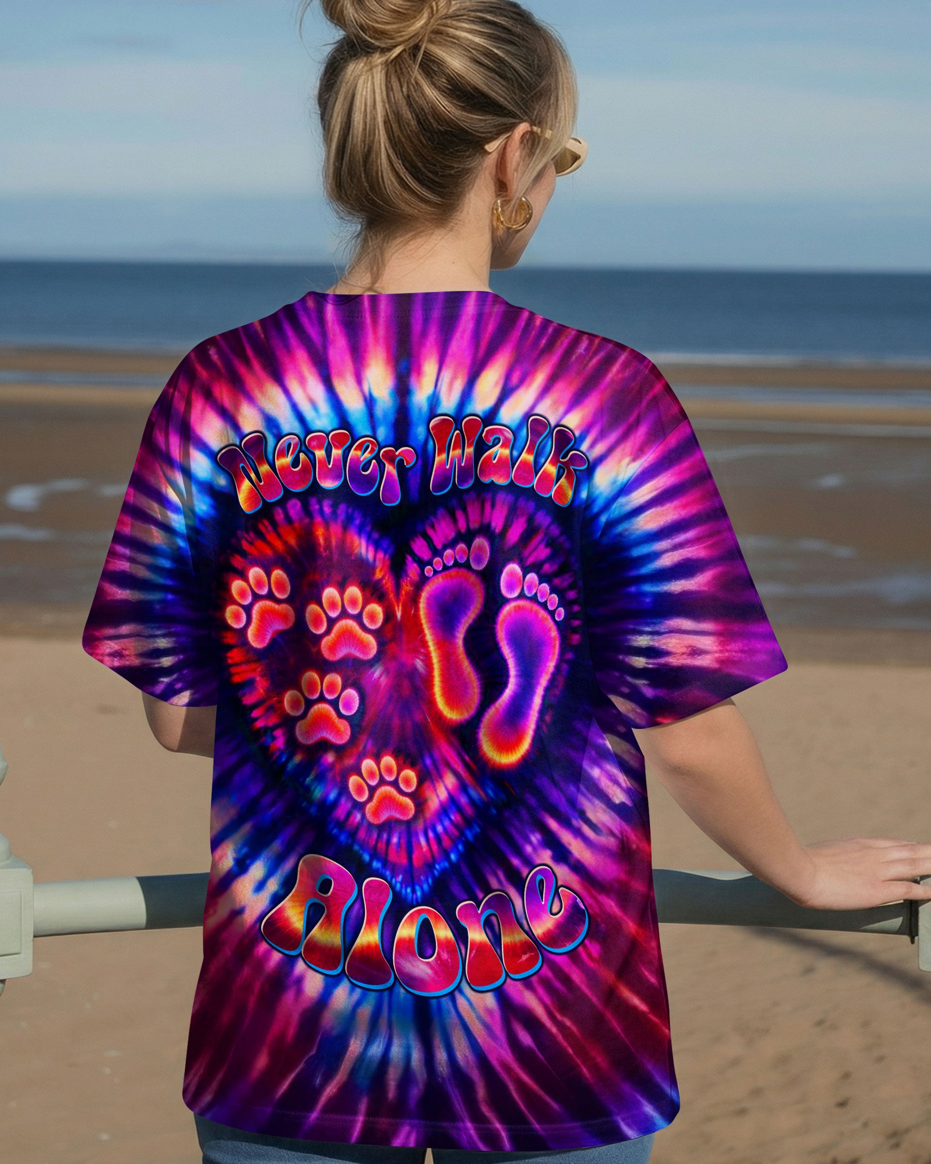 NEVER WALK ALONE PAW PRINT SWIRL ALL OVER PRINT - TLTW1103261