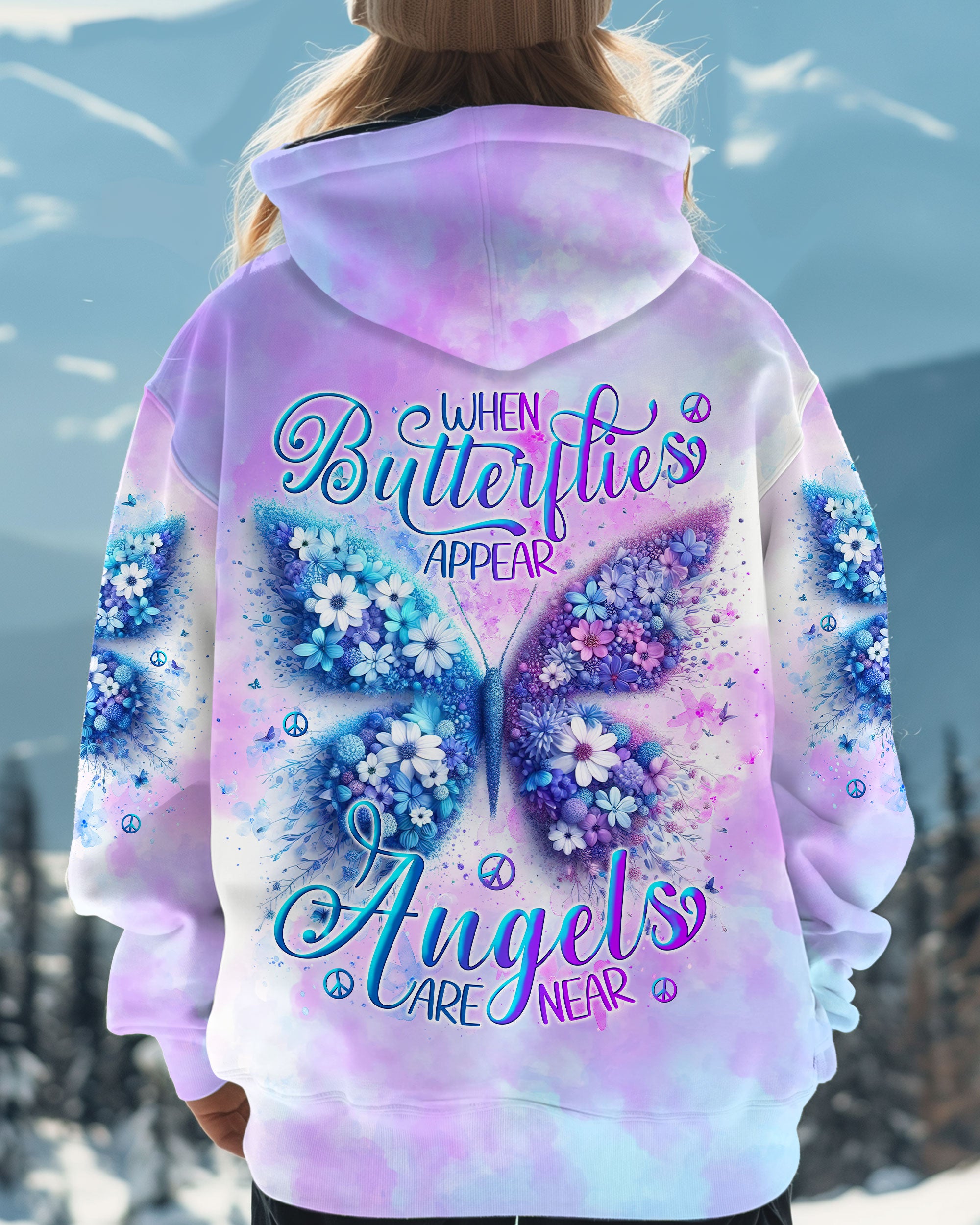 WHEN BUTTERFLIES APPEAR ANGELS ARE NEAR ALL OVER PRINT  - TLNT0412243