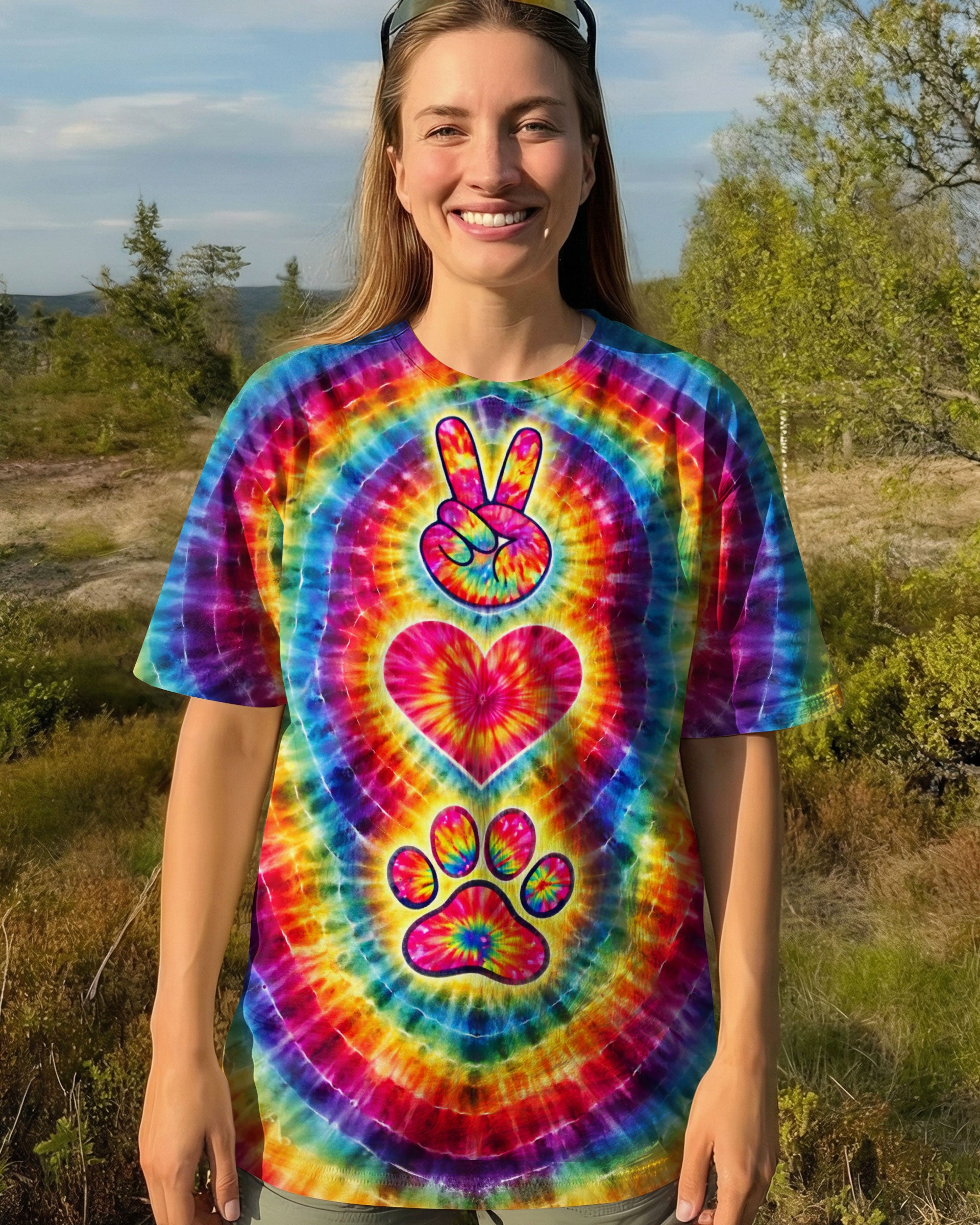PEACE LOVE DOG PAW COLORFUL SWIRL ALL OVER PRINT - TLTW2802261