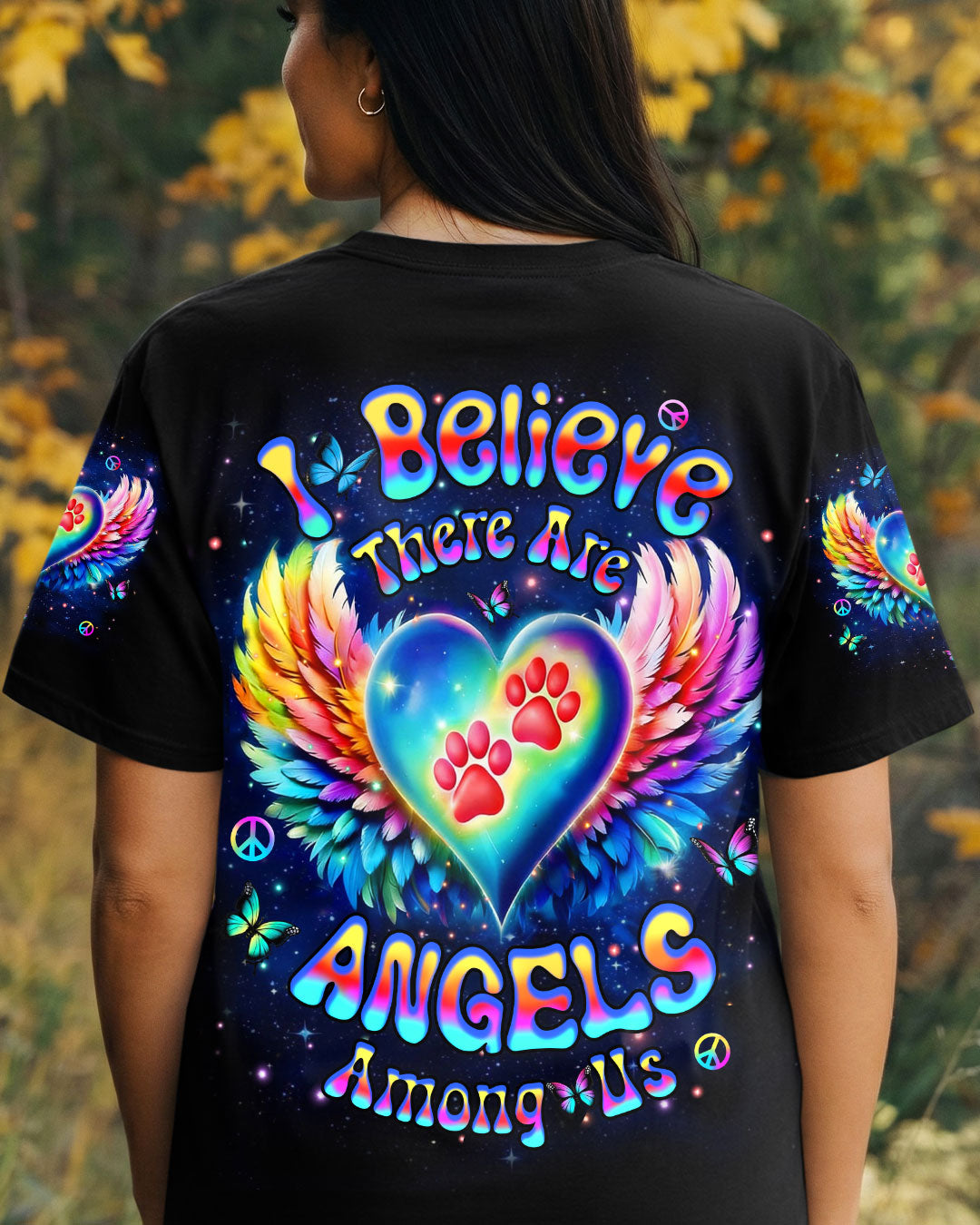 I BELIEVE THERE ARE ANGELS AMONG US PAW PRINT ALL OVER PRINT - YHHN2912253