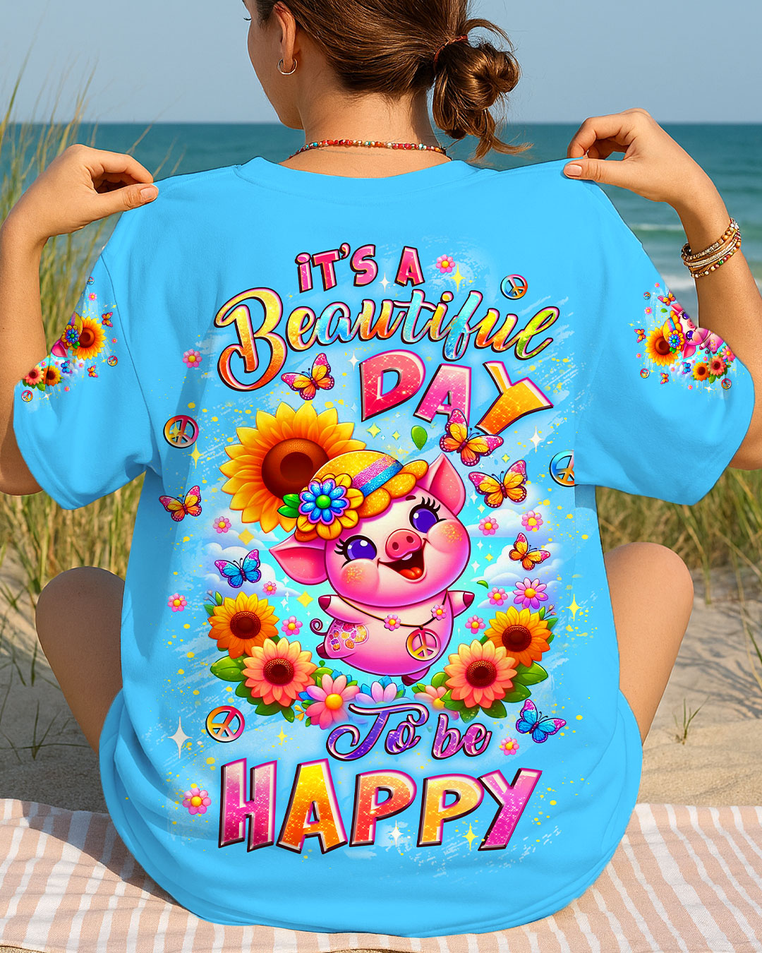IT'S A BEAUTIFUL DAY TO BE HAPPY PIG ALL OVER PRINT - YHLT1908252
