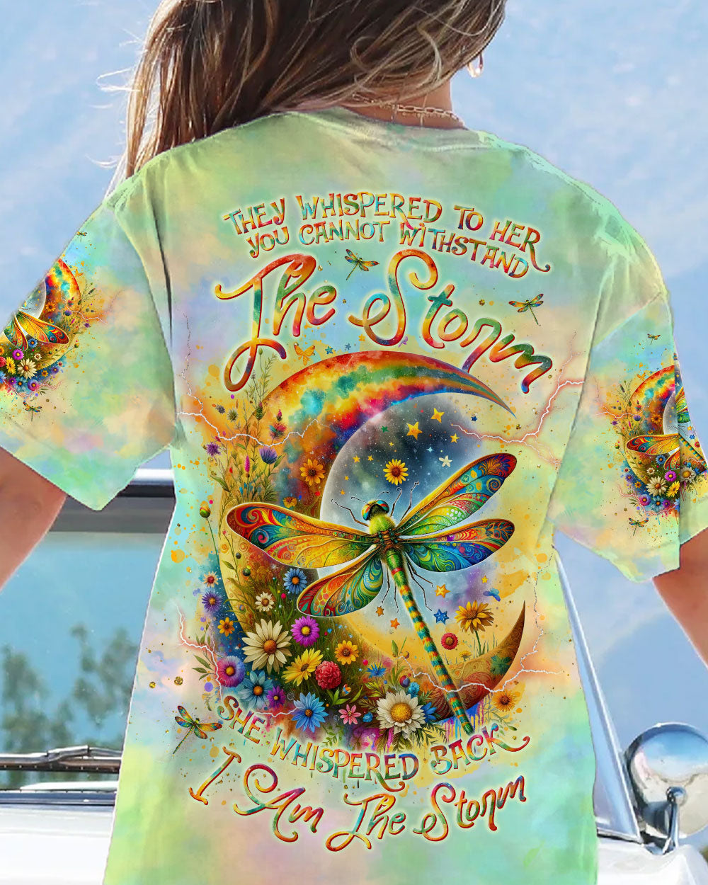 I AM THE STORM DRAGONFLY CRESCENT MOON FLORAL ALL OVER PRINT - TLNT0112232