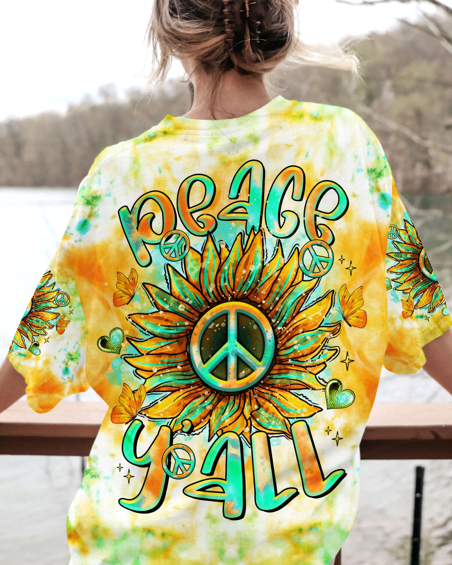 PEACE Y'ALL SUNFLOWER ALL OVER PRINT - TLTR2606243