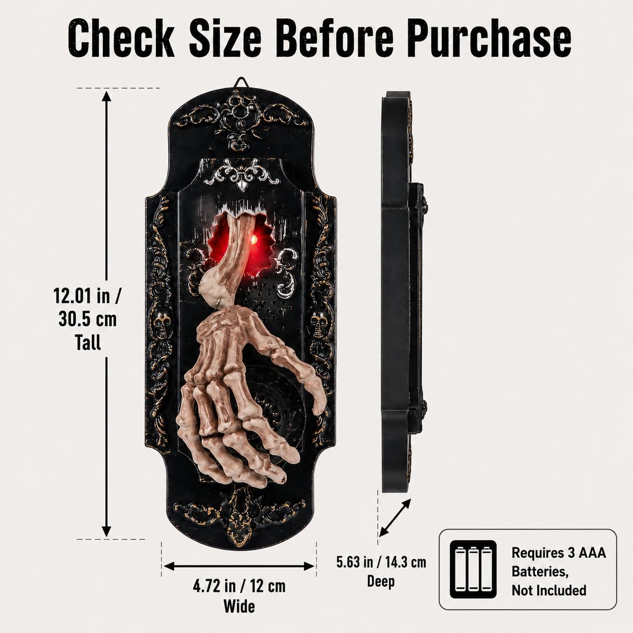 👻Halloween Skeleton Hand Spray Doorbell – The Ultimate Haunted Porch Decoration with Spooky Mist & Red Light Effects