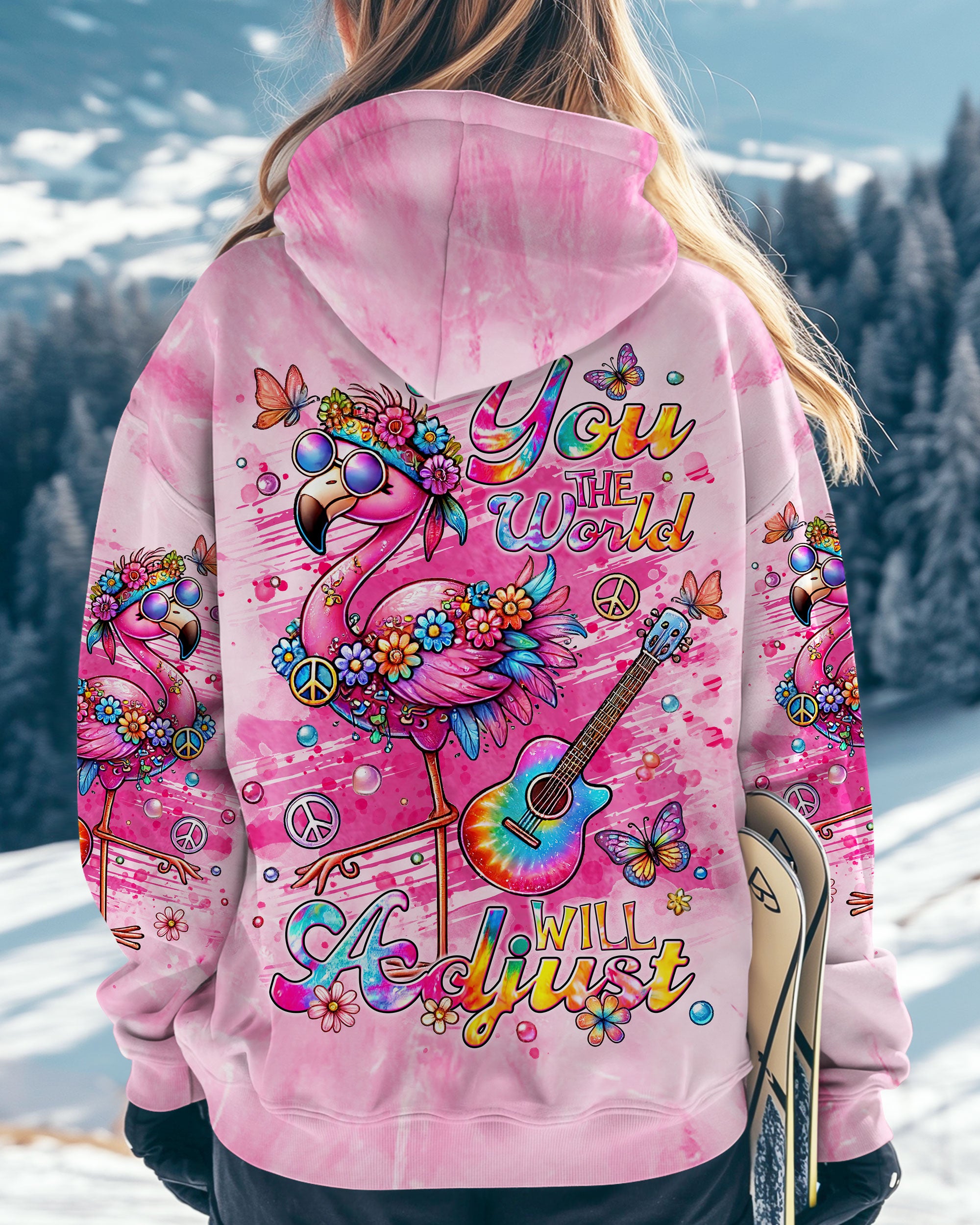 BE YOU THE WORLD WILL ADJUST FLAMINGO ALL OVER PRINT  - TLNT0701253