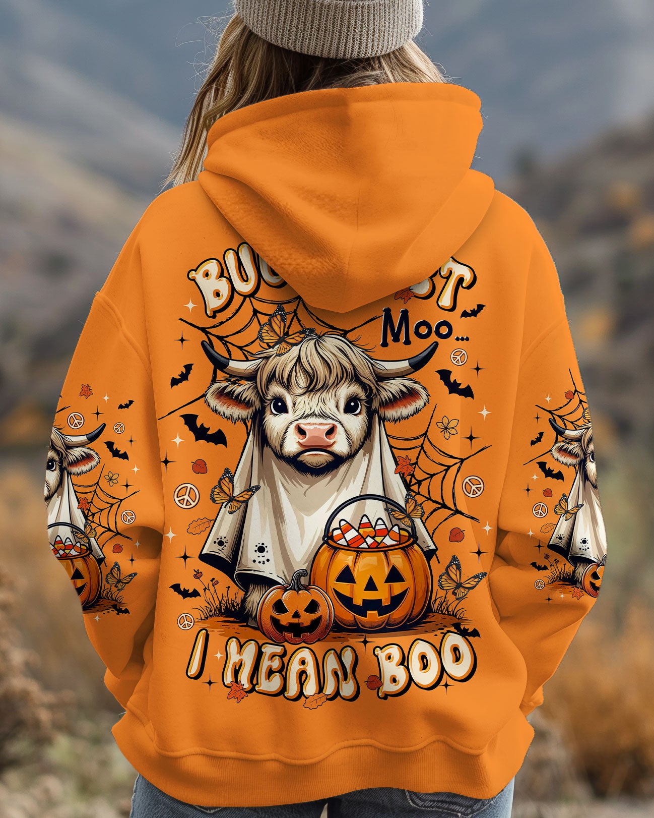 BULLSHEET MOO I MEAN BOO HALLOWEEN COW ALL OVER PRINT - TLTR0808251