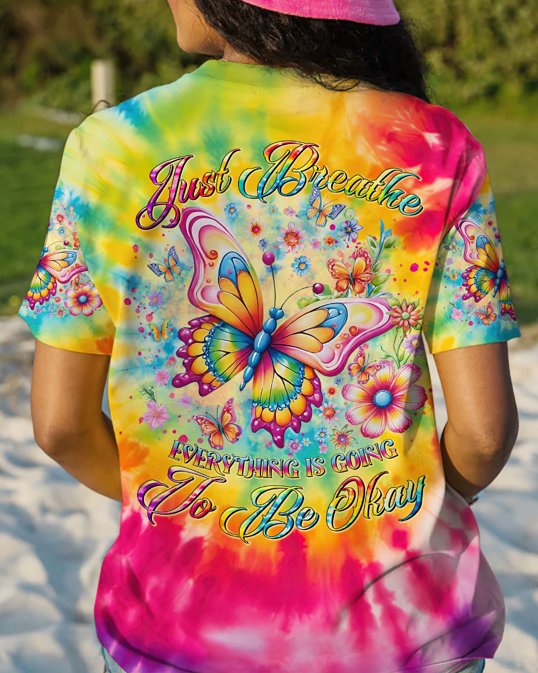 JUST BREATHE BUTTERFLY TIE DYE ALL OVER PRINT - TLTR0108244