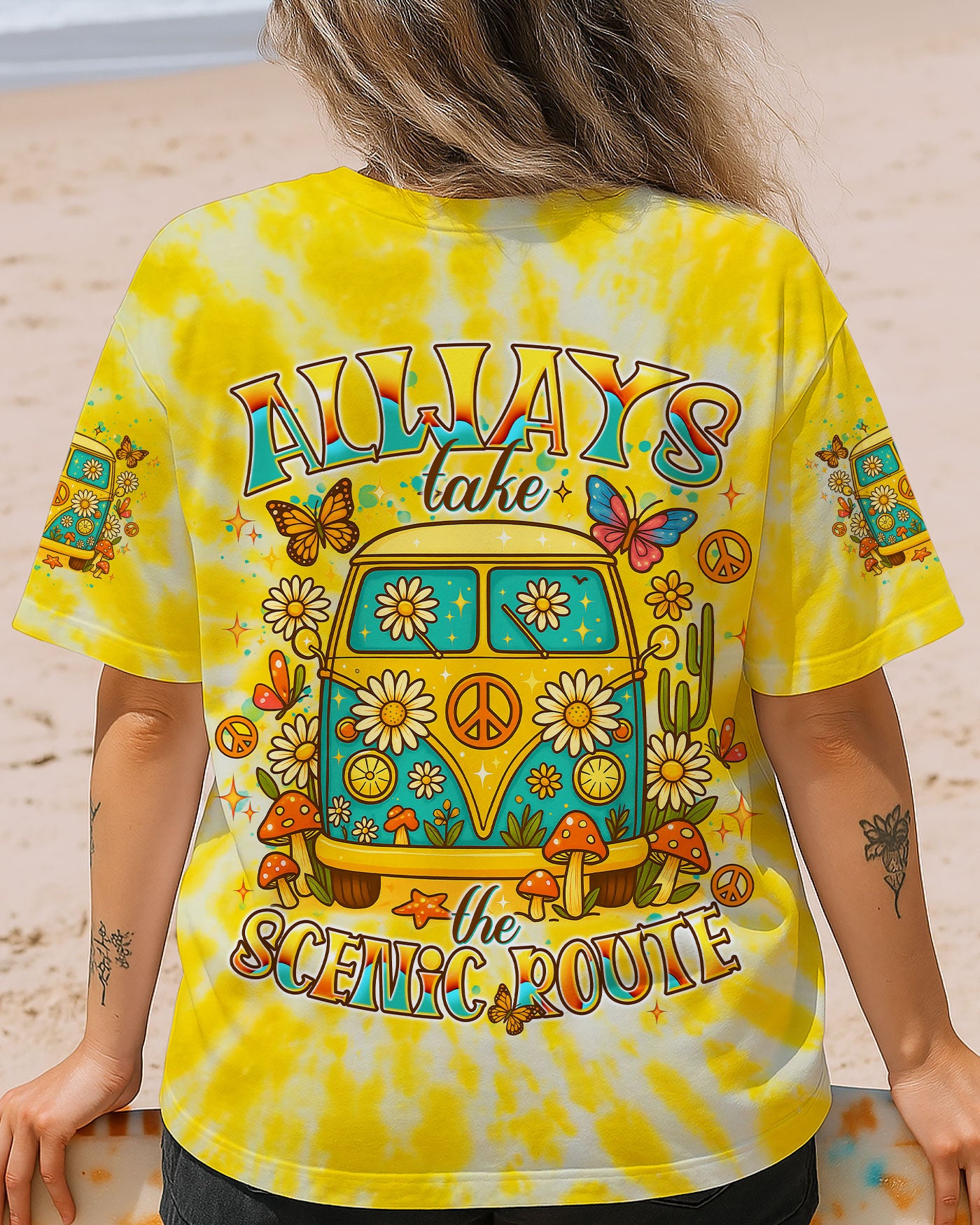 ALWAYS TAKE THE SCENIC ROUTE BUS TIE DYE ALL OVER PRINT - TLNT2806252