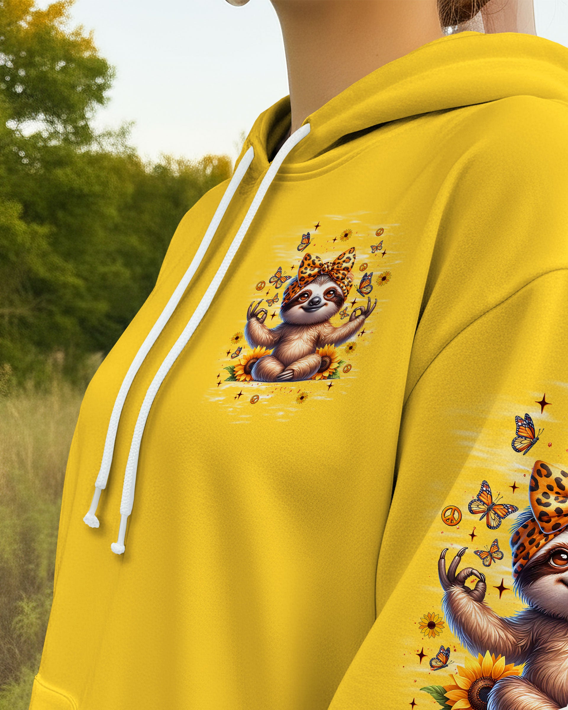 I'M A HAPPY GO LUCKY SLOTH SUNFLOWER ALL OVER PRINT - TLNT2810251