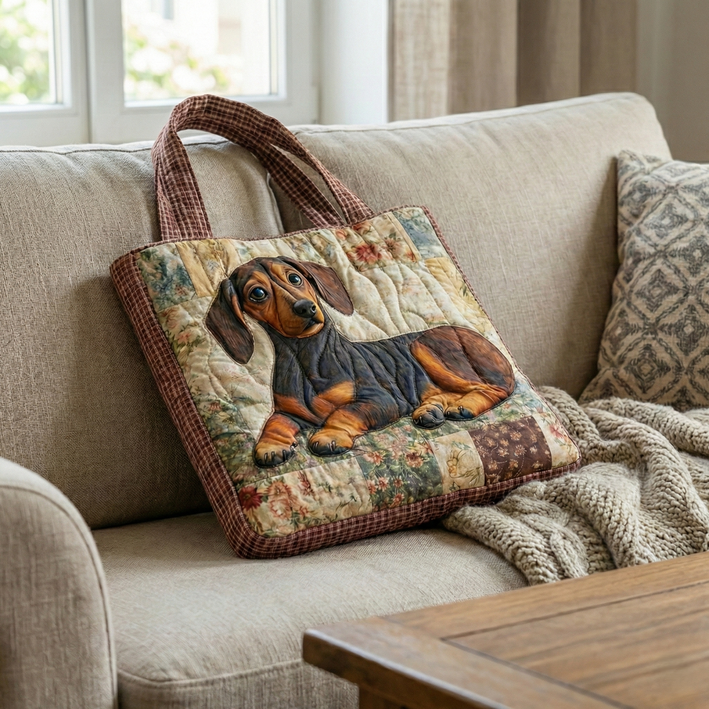 Farmhouse DachshundQuilted Tote BagGFTOQA1176