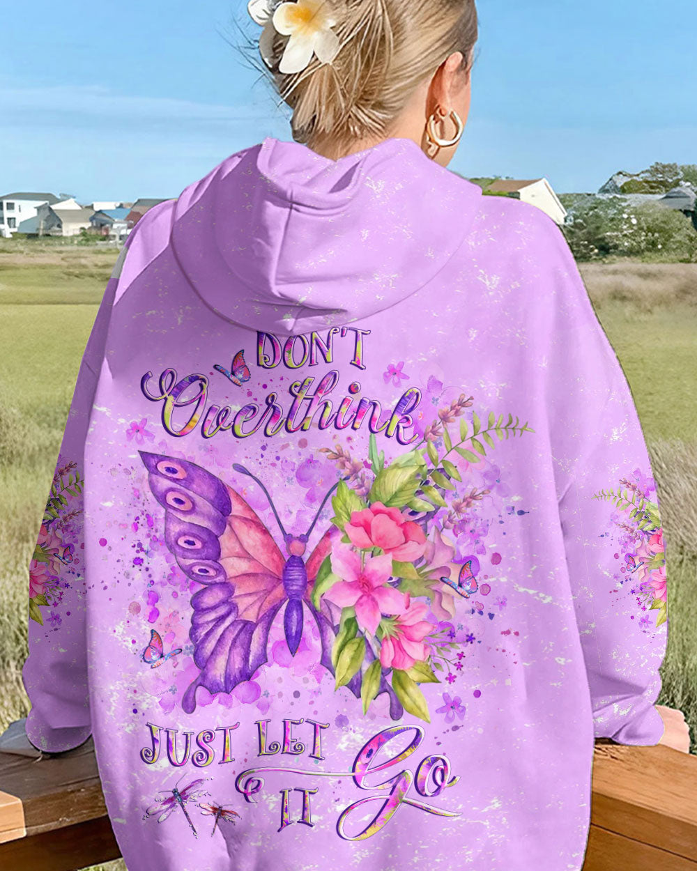 DON'T OVERTHINK JUST LET IT GO BUTTERFLY ALL OVER PRINT - YHLT3001242
