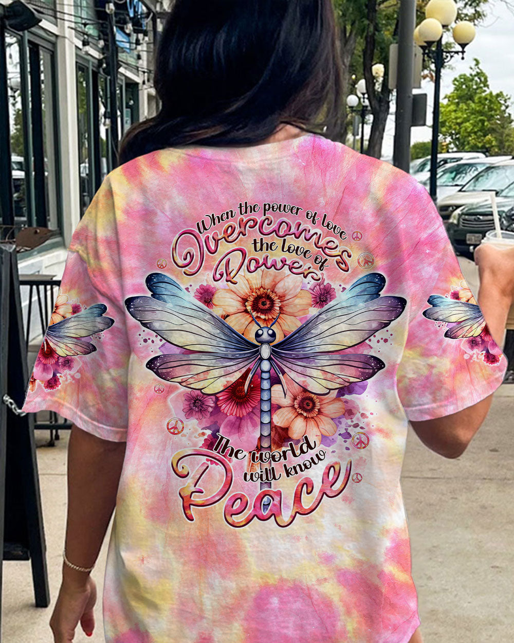 THE WORLD WILL KNOW PEACE DRAGONFLY TIE DYE ALL OVER PRINT - TLNT0507234