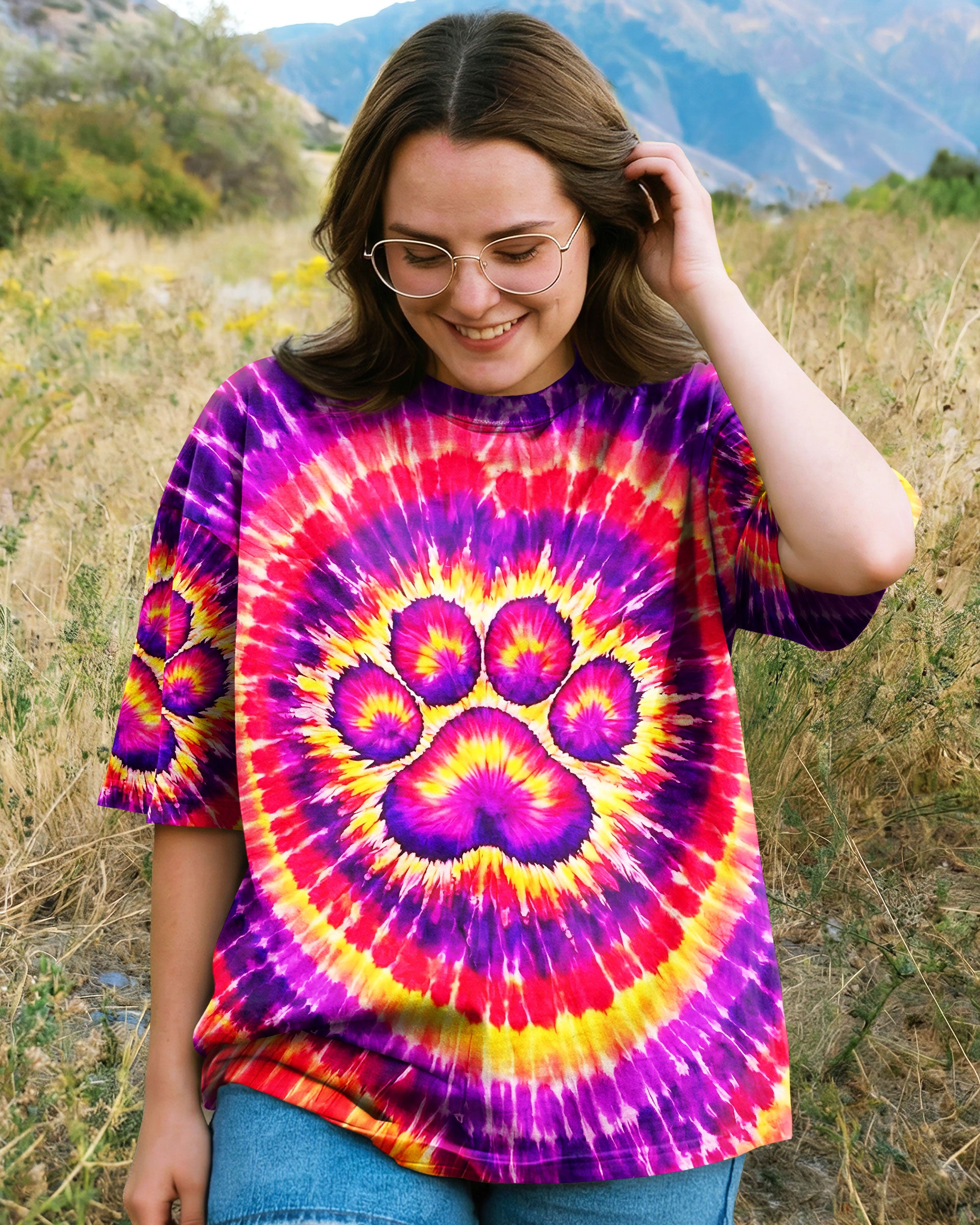 PAW PRINT SUNSET SWIRL ALL OVER PRINT - TLNT2602261