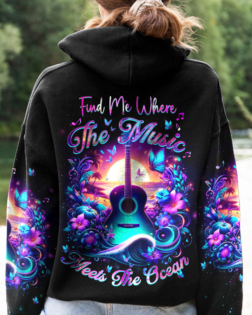 FIND ME WHERE THE MUSIC MEETS THE OCEAN GUITAR ALL OVER PRINT - YHHN1207231