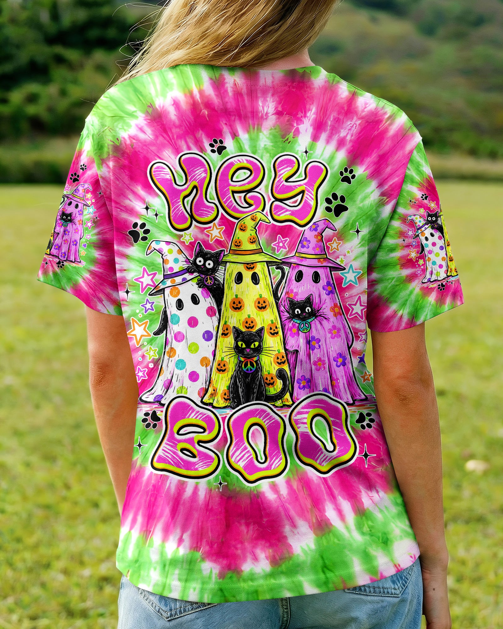 HEY BOO CATS HALLOWEEN ALL OVER PRINT - TYPQ2707261