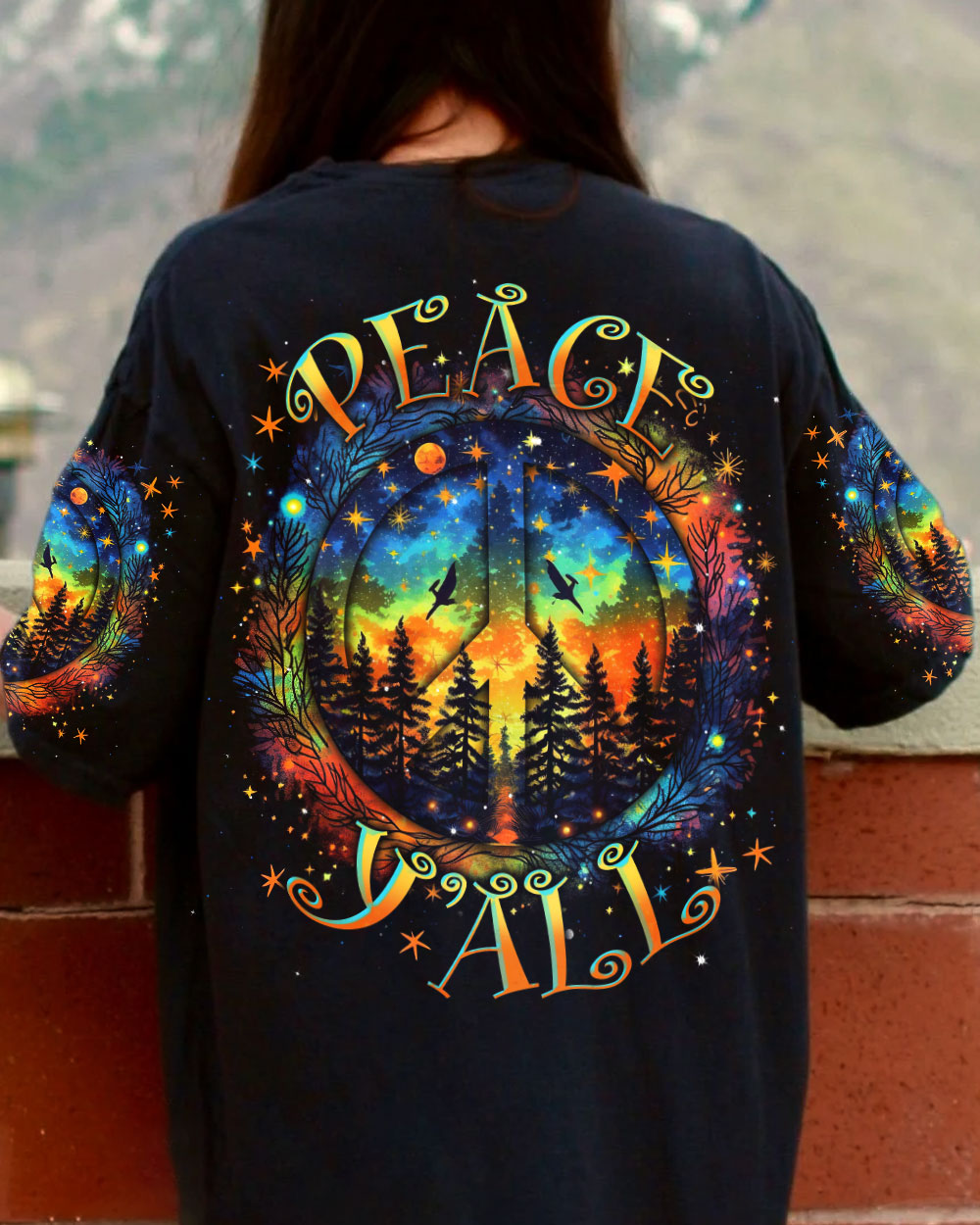 PEACE Y'ALL FOREST COLORFUL ALL OVER PRINT - TLNT0507233