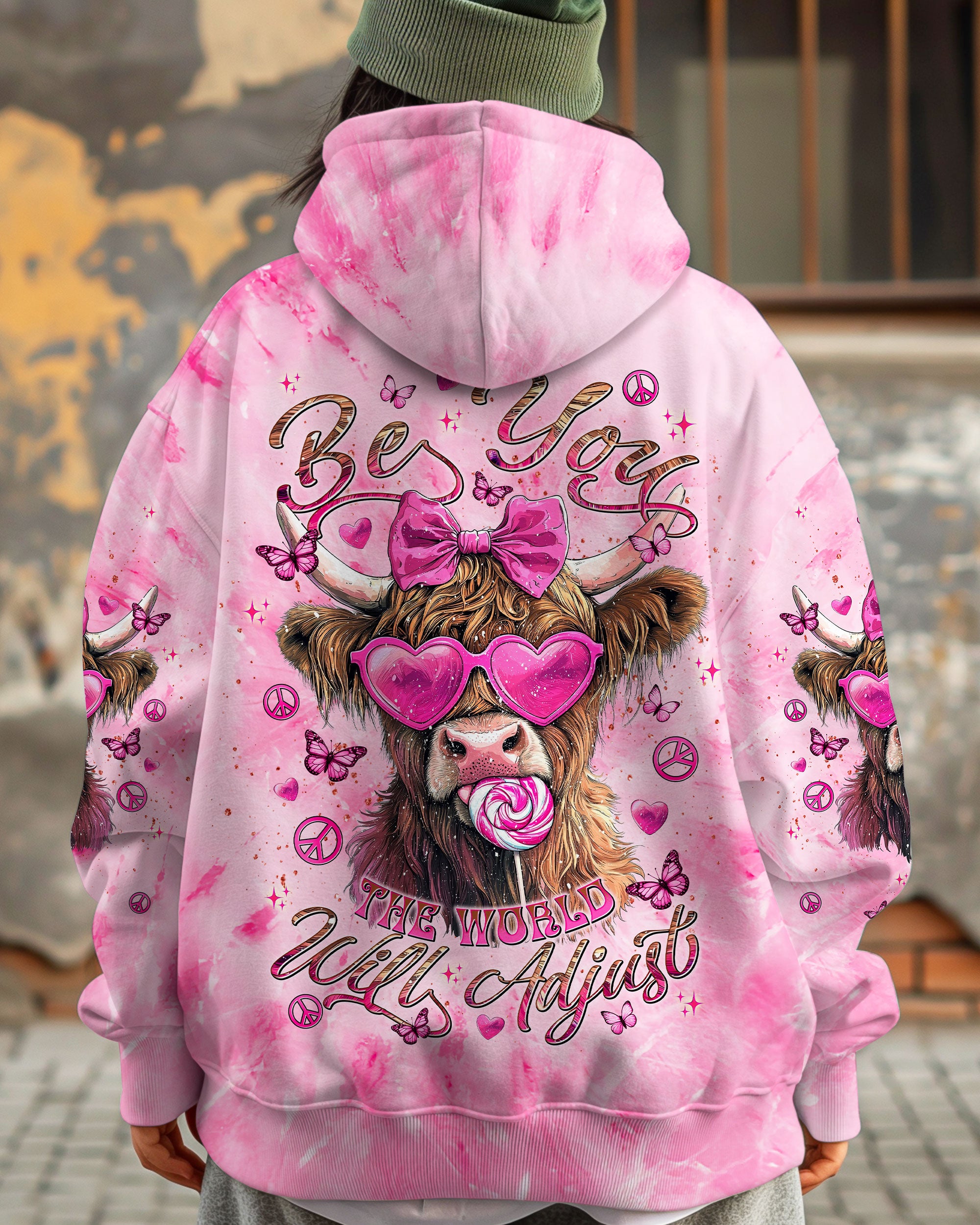 BE YOU THE WORLD WILL ADJUST HIGHLAND COW  ALL OVER PRINT  - TLNT2702253