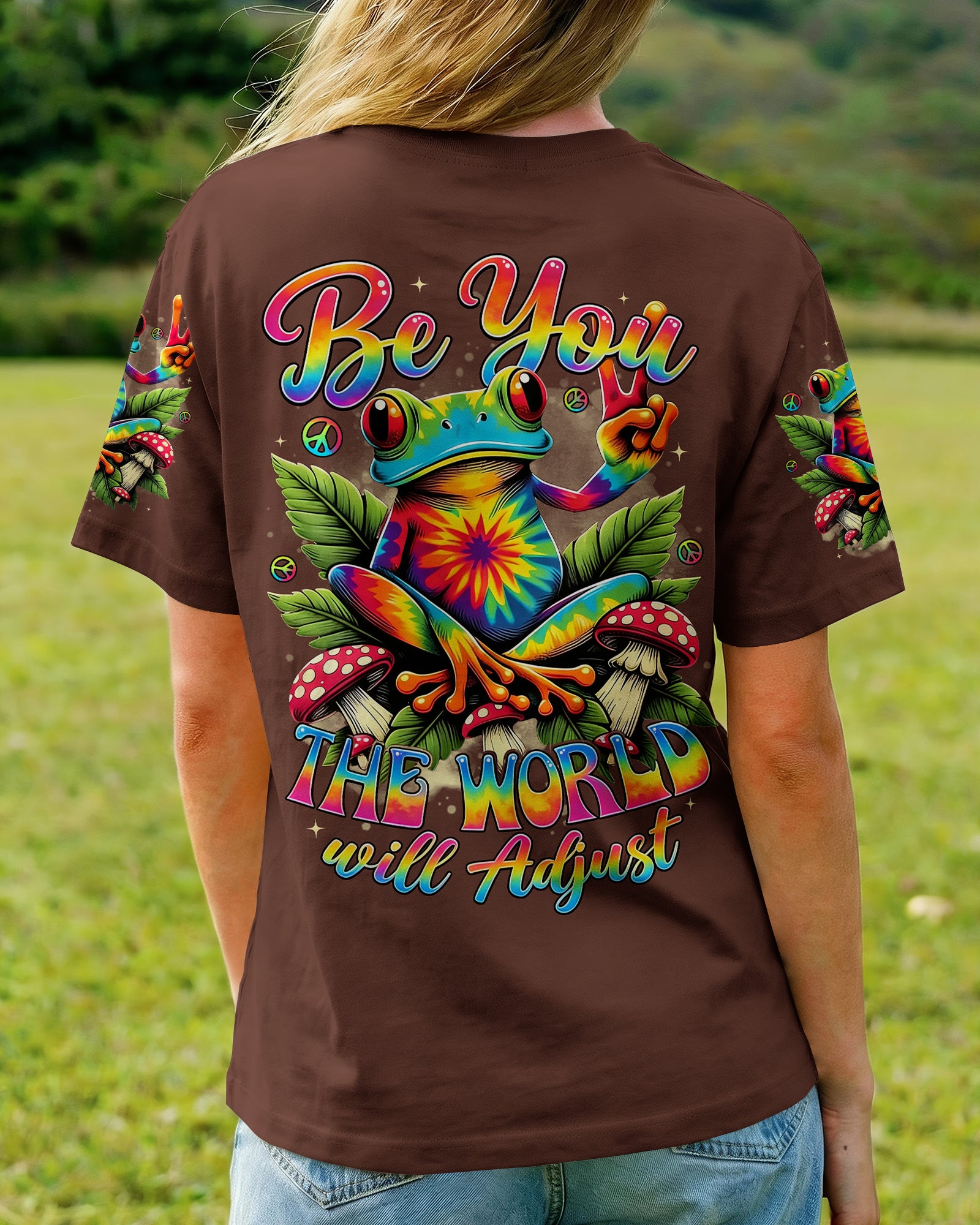 BE YOU THE WORLD WILL ADJUST FROG ALL OVER PRINT - TYTD0402261