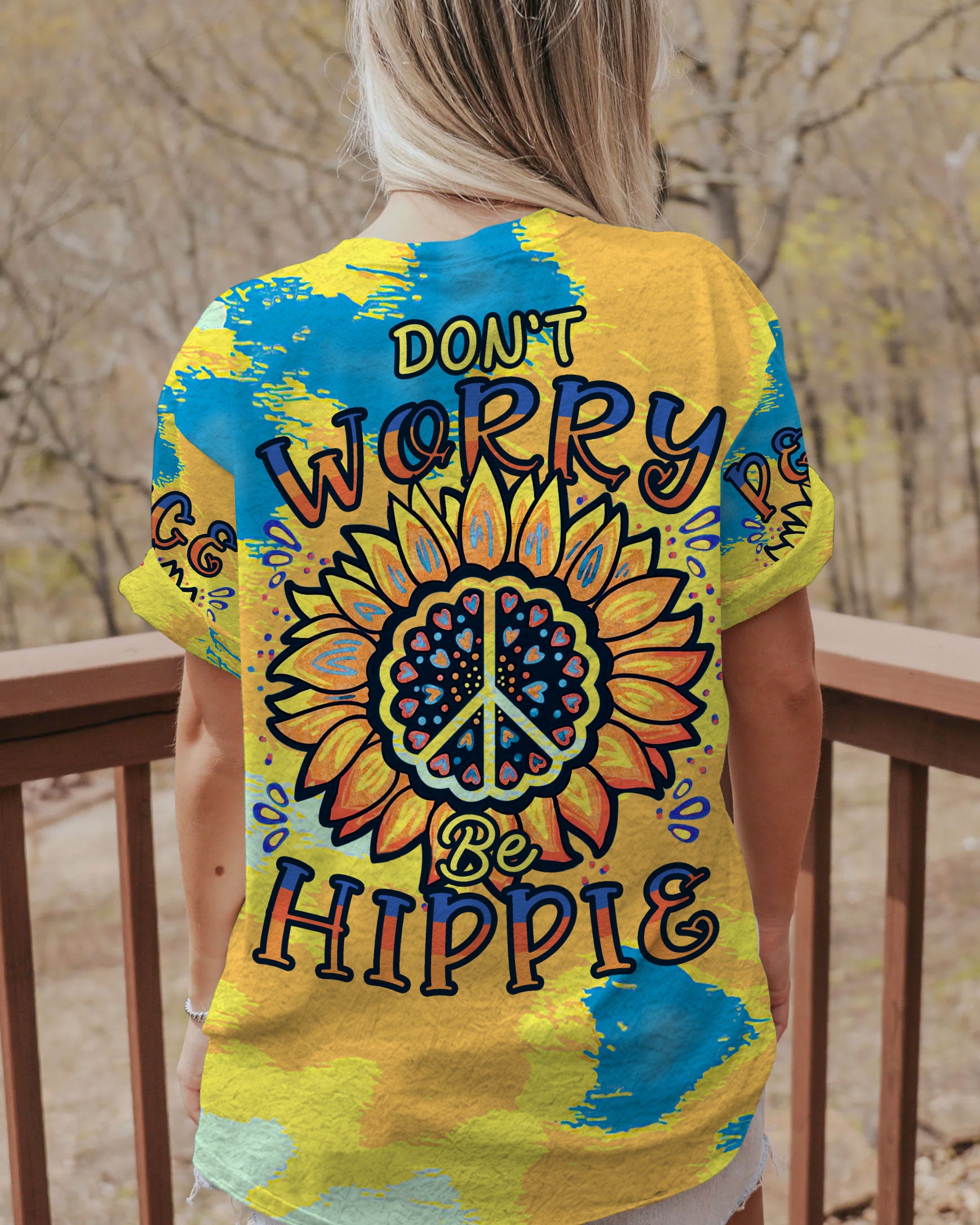 DON'T WORRY BE HIPPIE SUNFLOWER TIE DYE ALL OVER PRINT - TLTR1206231