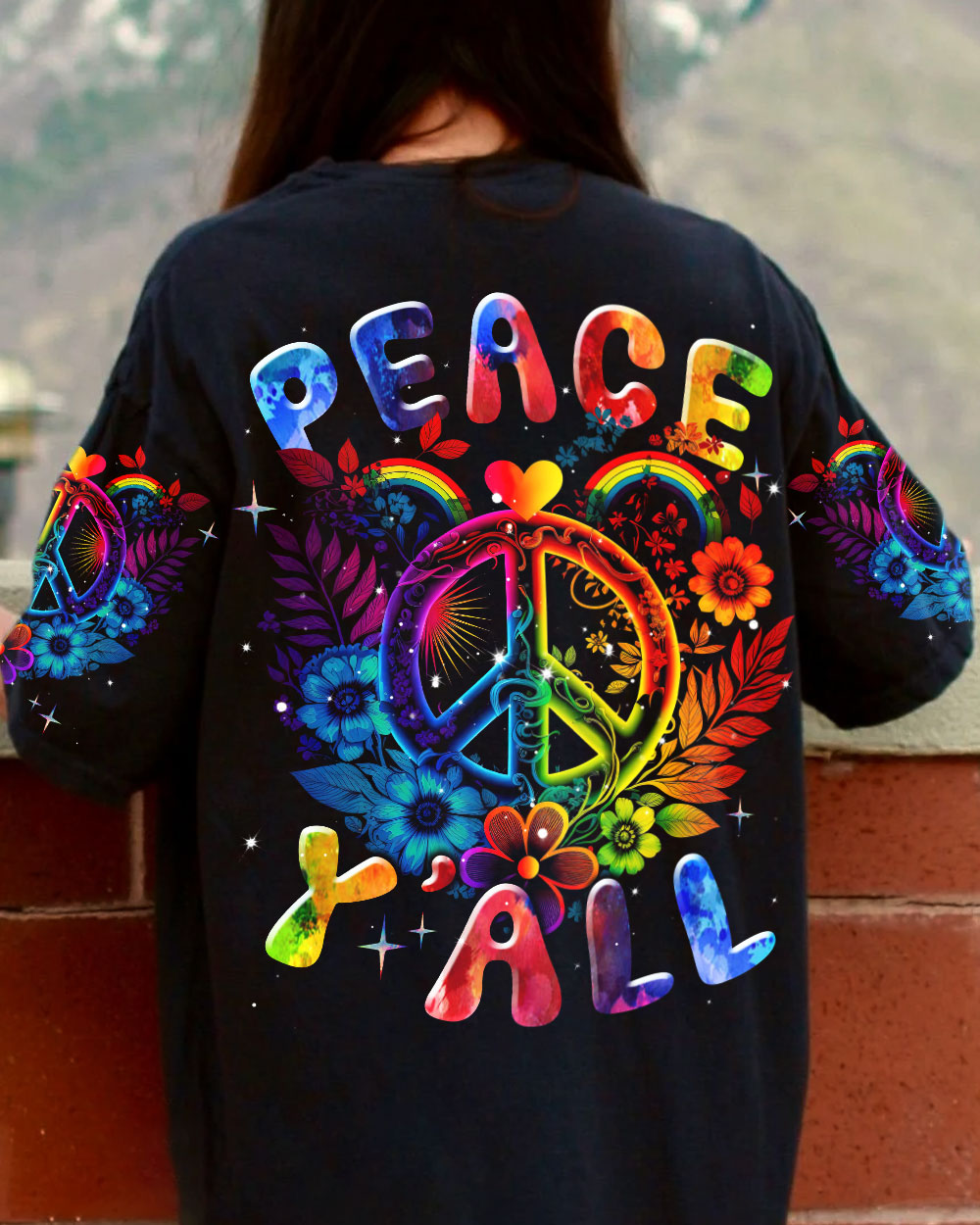 PEACE Y'ALL FLOWERS RAINBOW ALL OVER PRINT - TLNT1107234