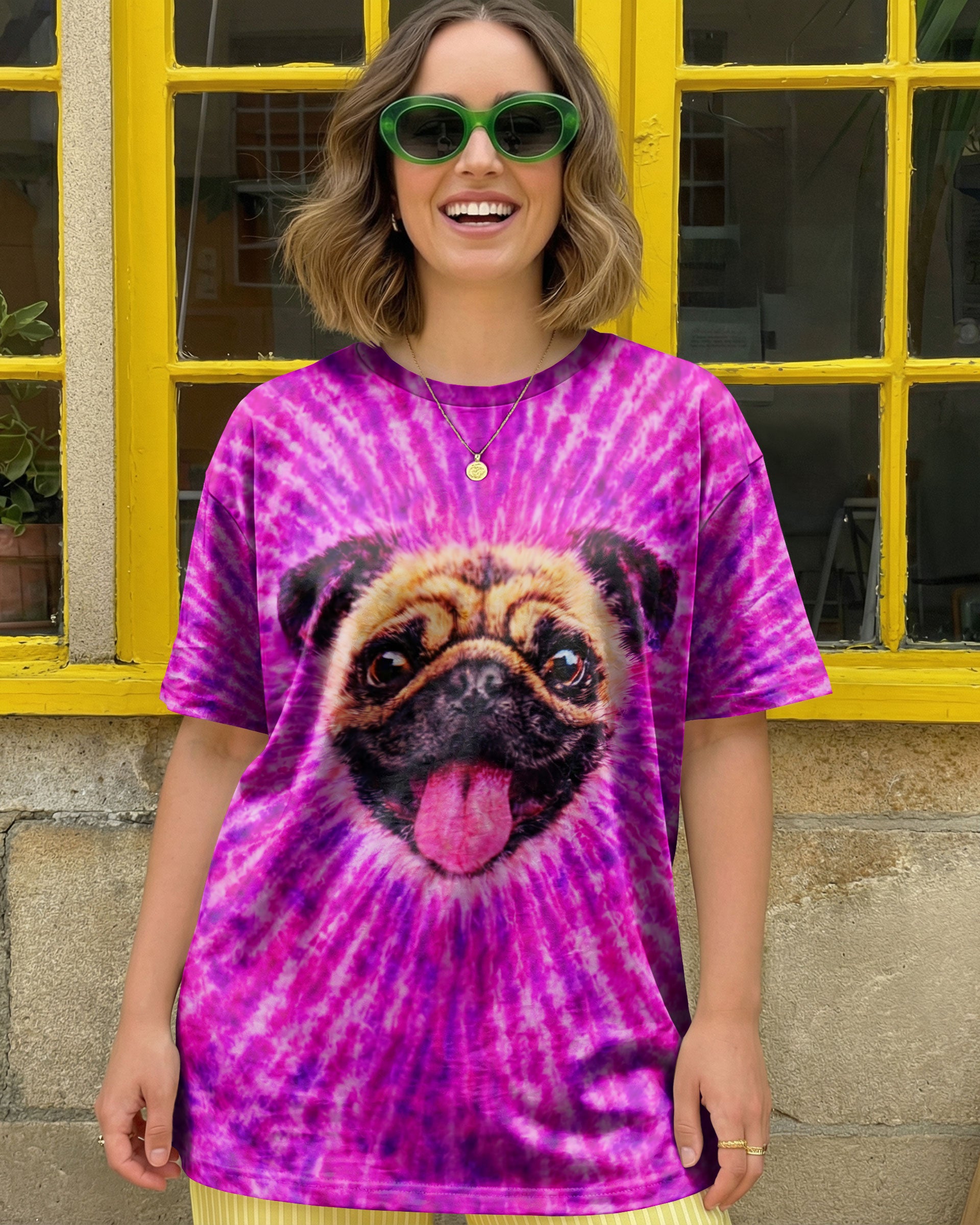 PUG DOG PURPLE & PINK SWIRL ALL OVER PRINT - TLNT2502261