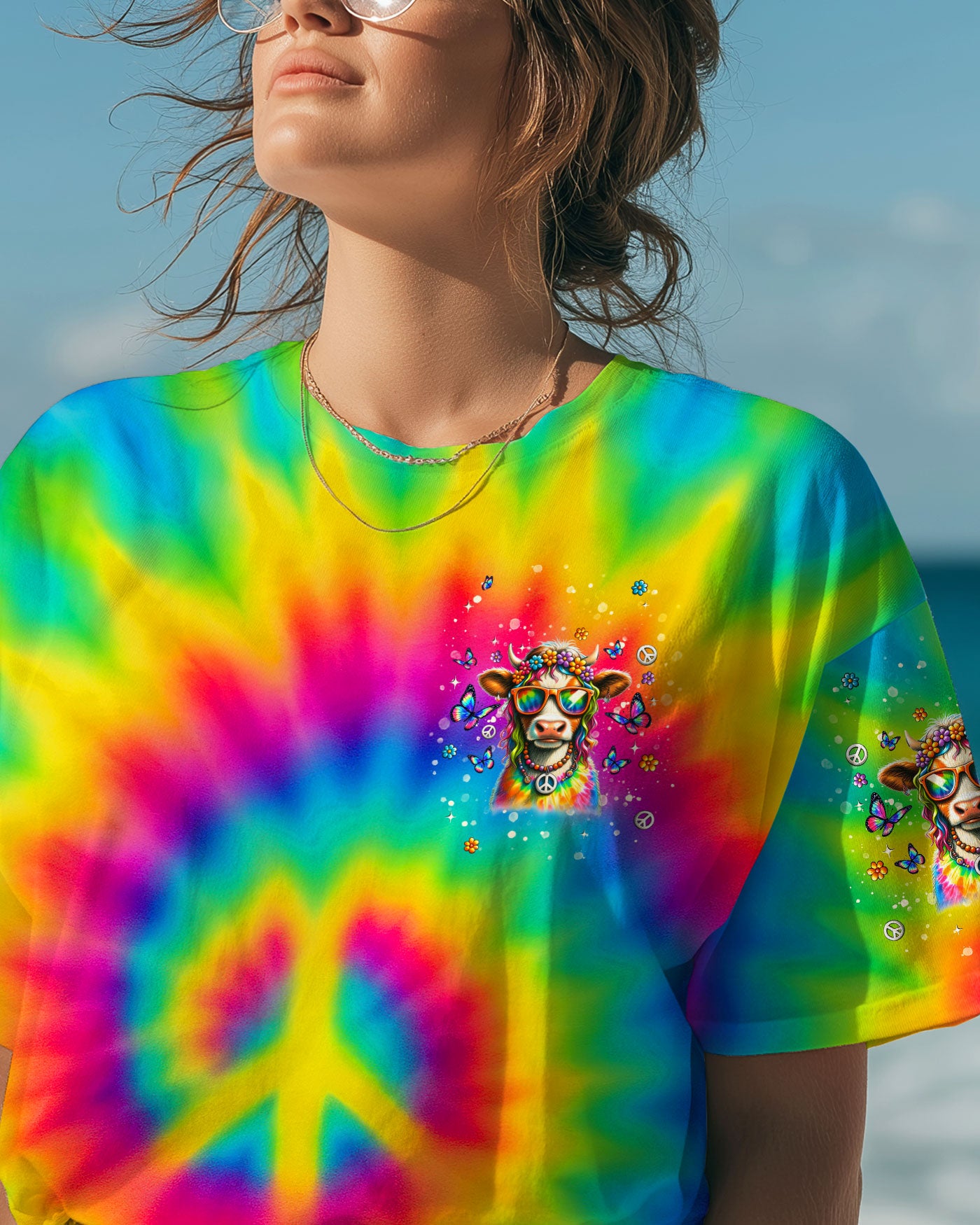 HEIFER BE TRIPPIN' COW TIE DYE ALL OVER PRINT - TLNT1407253