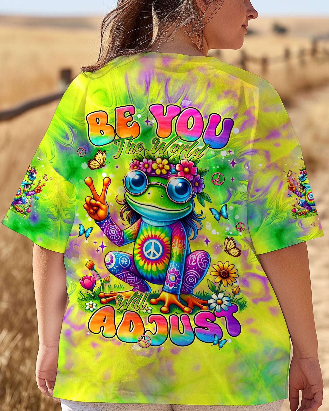 BE YOU THE WORLD WILL ADJUST FROG TIE DYE ALL OVER PRINT  - TLNT2804253