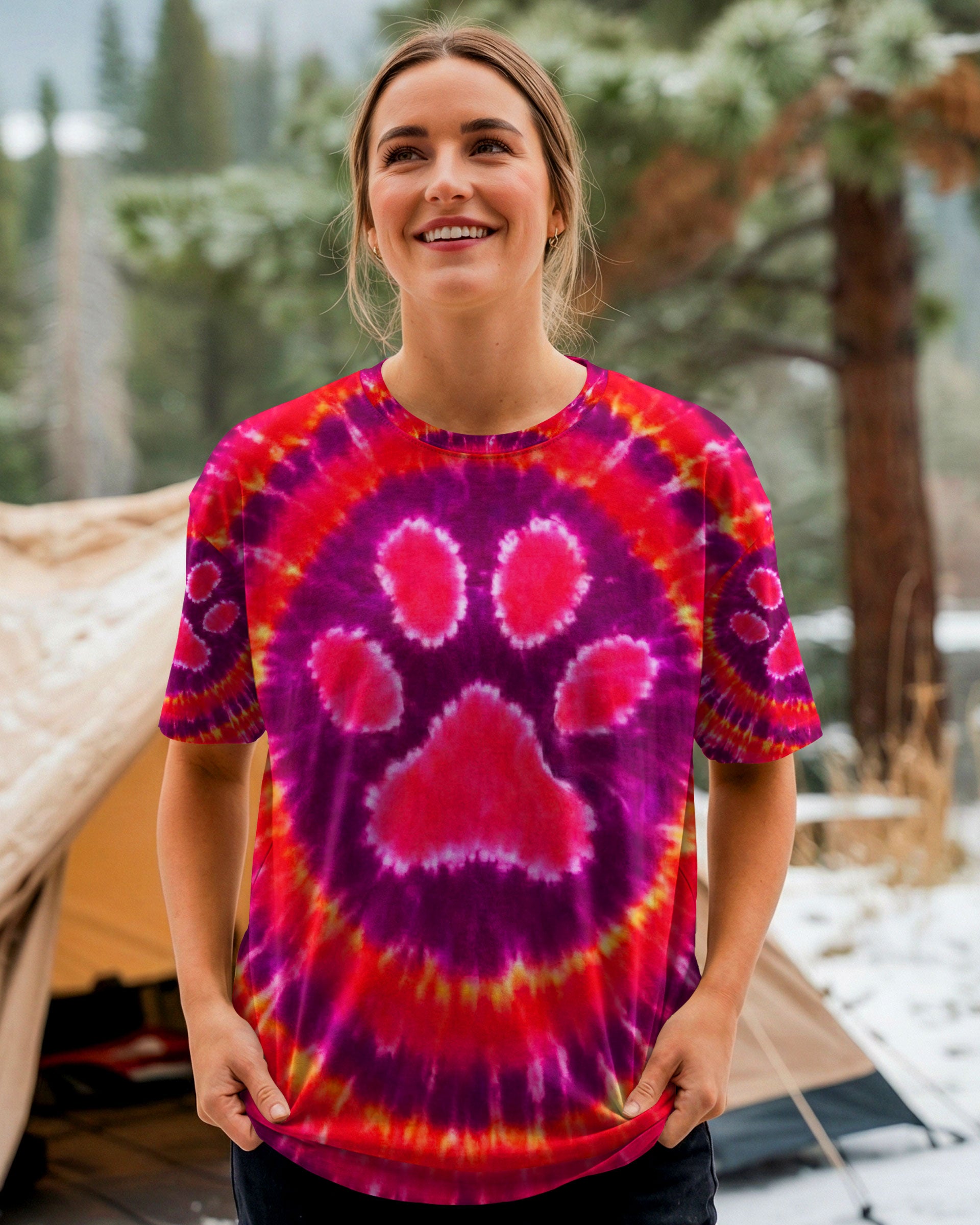 PAW PRINT HOT ORANGE  SWIRL ALL OVER PRINT - TLNT3112252
