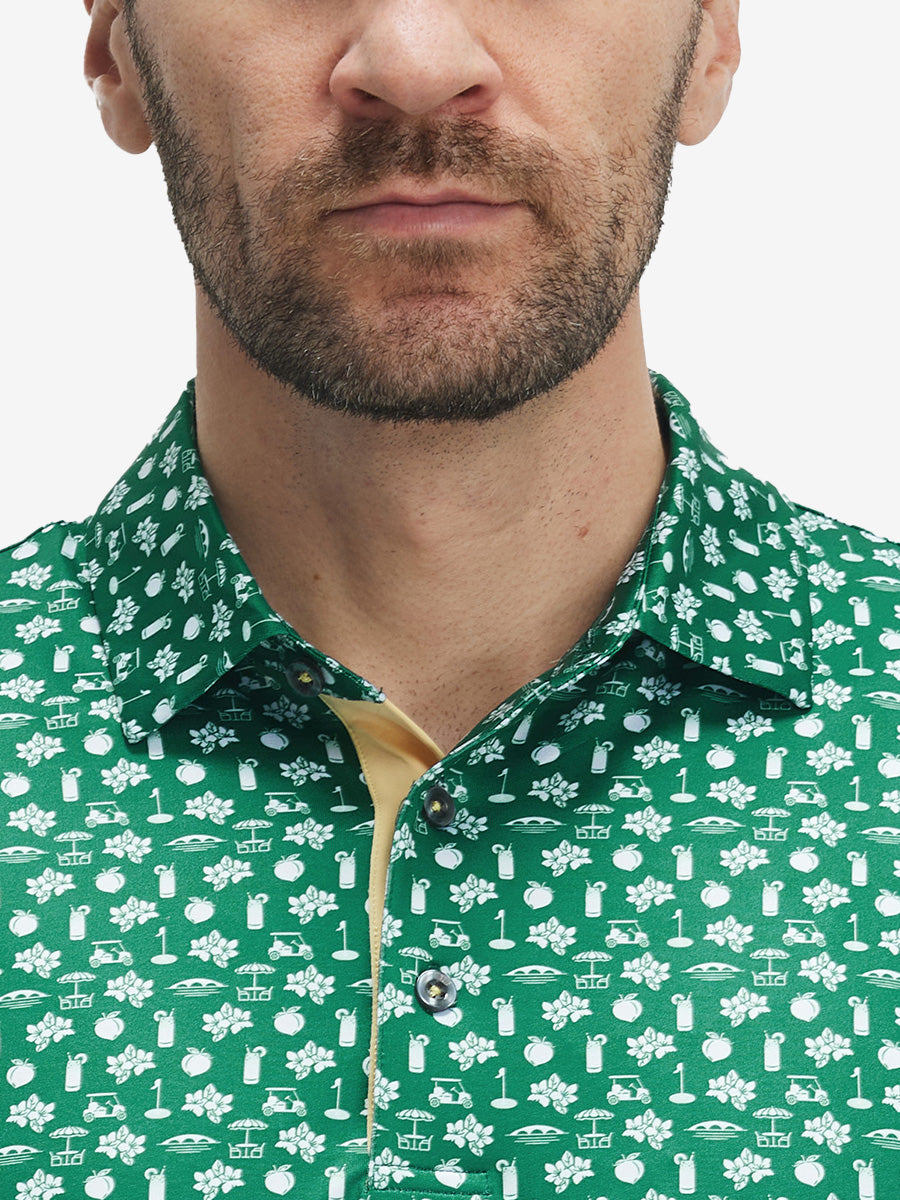 Swing in Style: 4-Way Stretch Performance Printed Golf Polo