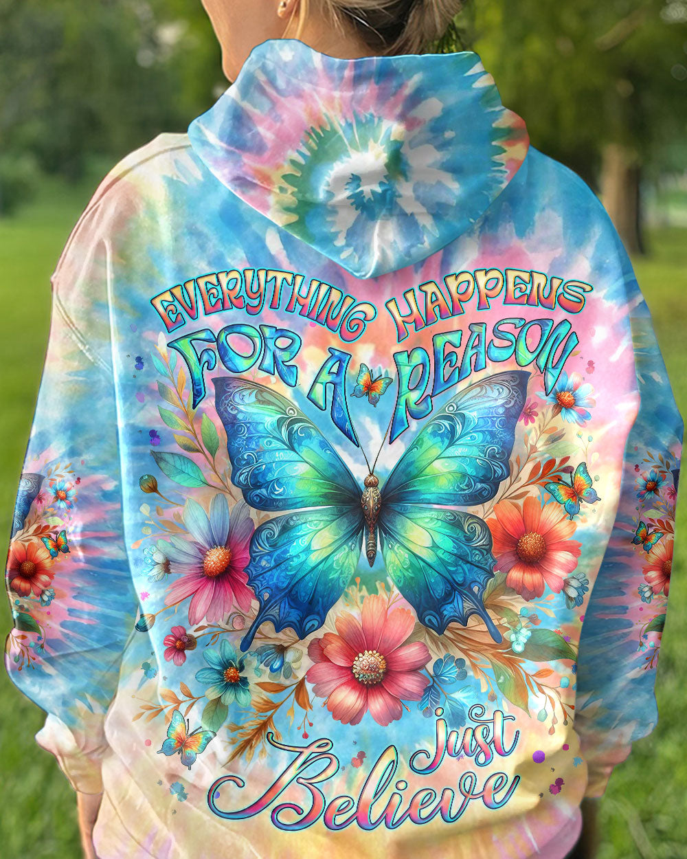 EVERYTHING HAPPENS FOR A REASON BUTTERFLY ALL OVER PRINT - YHLT0412233