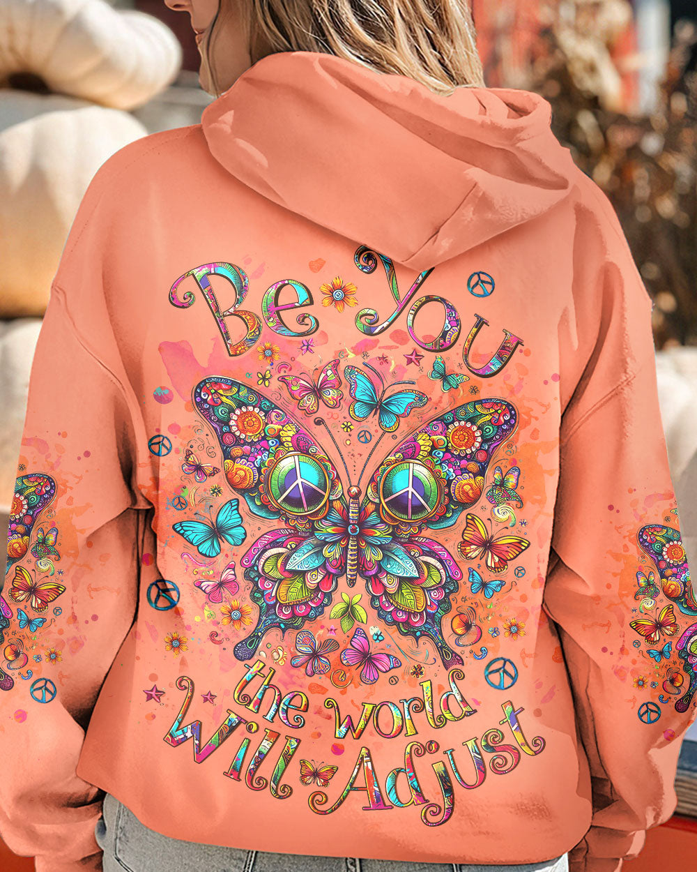 BE YOU THE WORLD WILL ADJUST BUTTERFLY ALL OVER PRINT - YHLT0612231