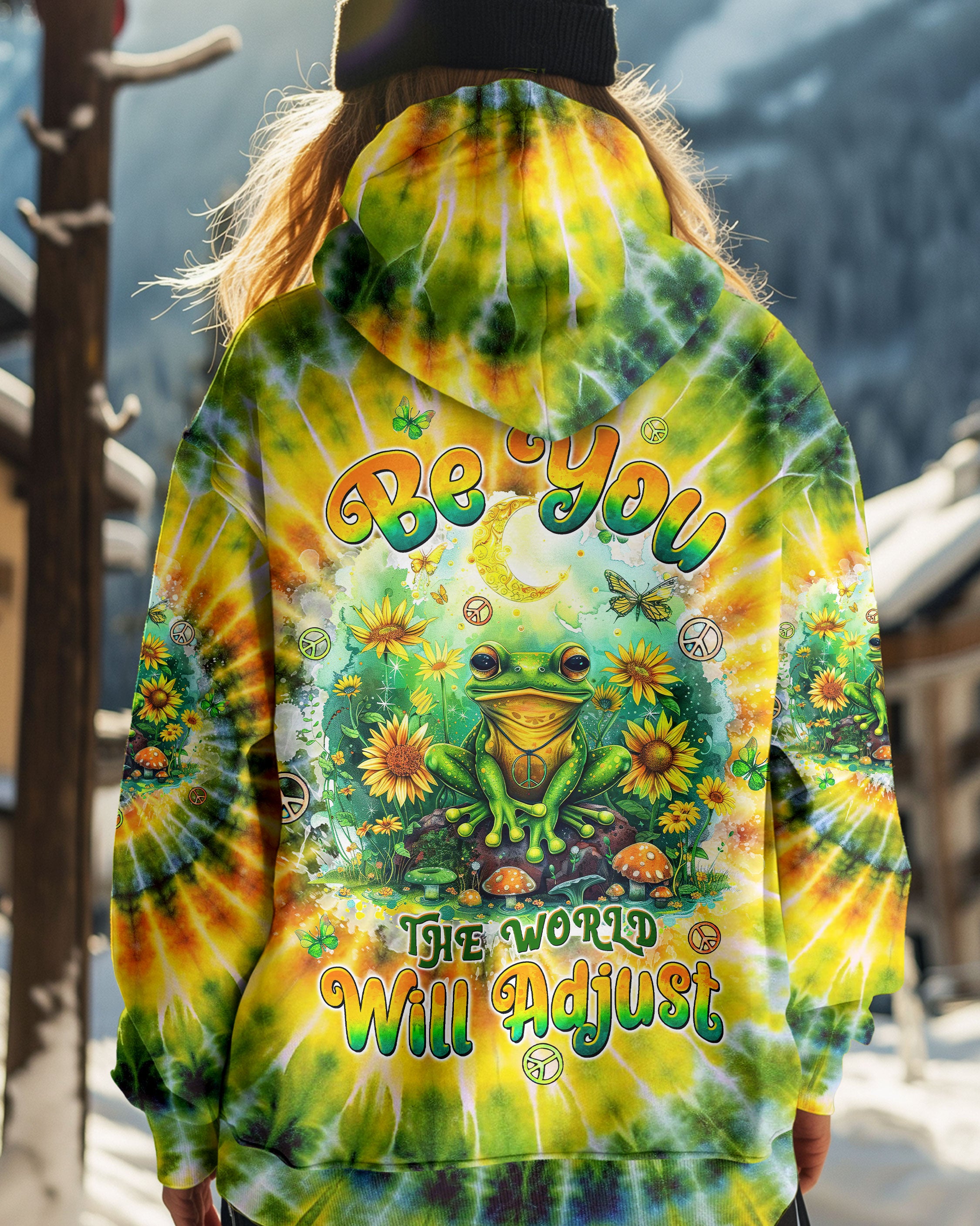 BE YOU THE WORLD WILL ADJUST FROG TIE DYE  ALL OVER PRINT  - TLTW0601252