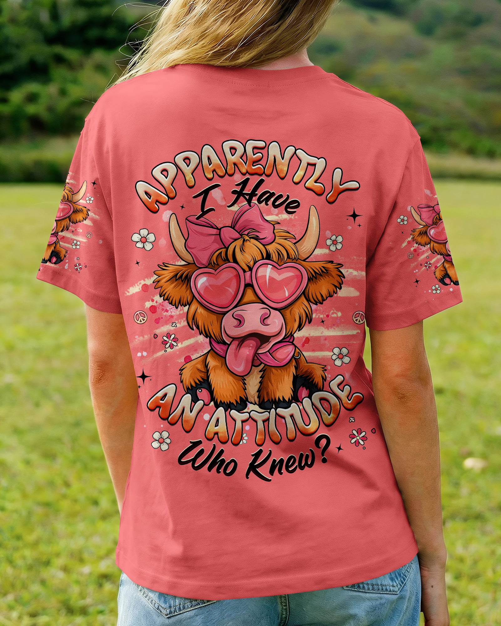 APPARENTLY I HAVE AN ATTITUDE WHO KNEW COW ALL OVER PRINT - TLHG0603262